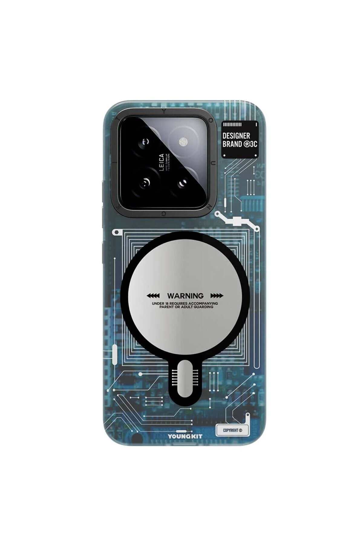 کاور و قاب سازگار IPHONE 14 PRO MAX با ویژگی شارژ MAGSAFE YOUNGKIT CRYSTAL GRID SILVER Youngkit