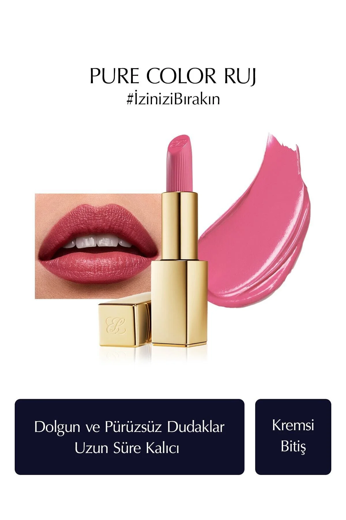 رژ لب کرمی با پیگمانت بالا که ظاهر پرت و صاف می‌دهد 20 کیون144 رنگ: صورتی استی لادر Estee Lauder