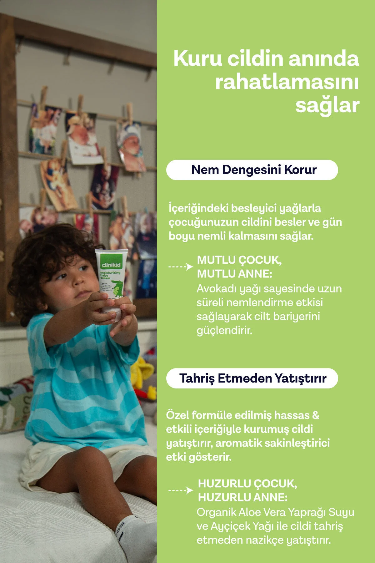 کرم و روغن بچه مرطوب کننده طبیعی اورجینال Clinikid