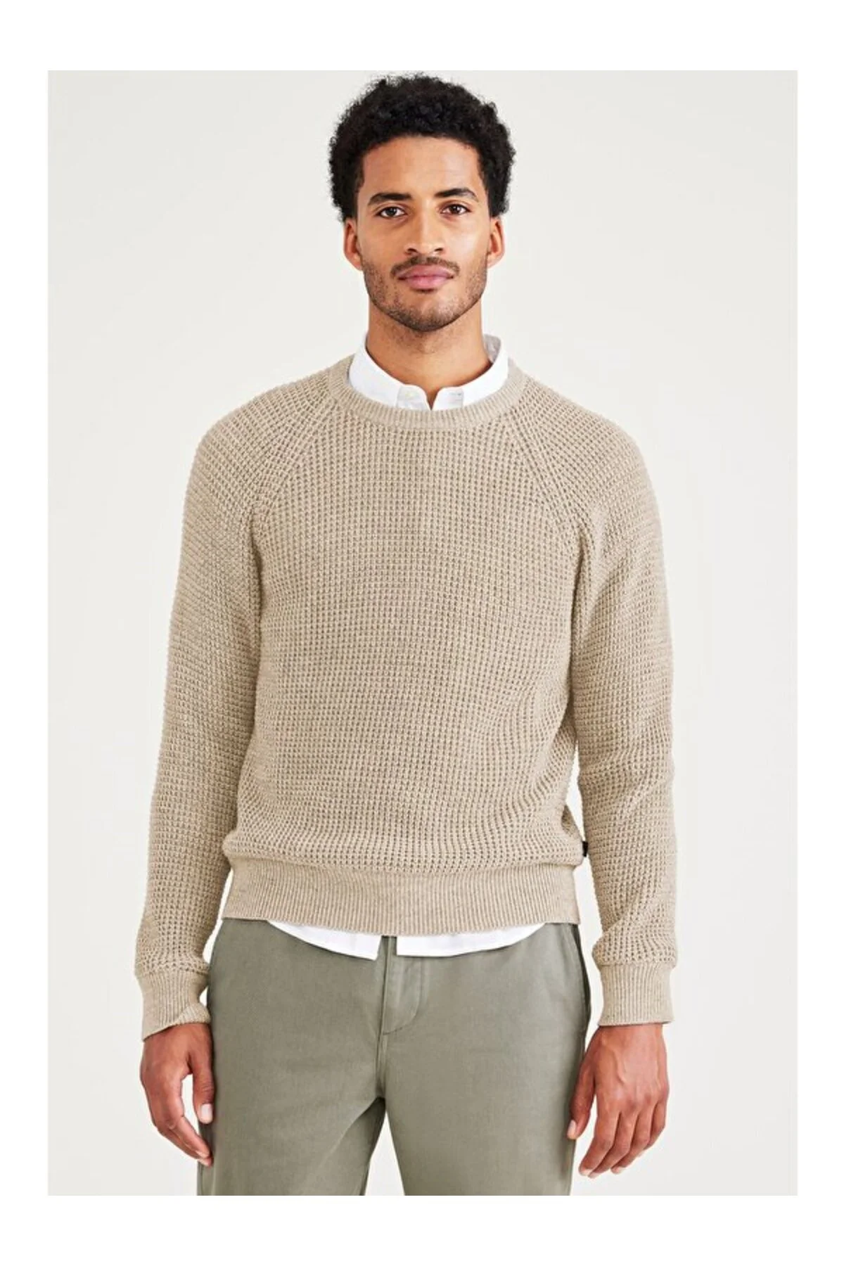 پلیور سفید مردانه ژاکت یقه گرد داکرز اورجینال Dockers