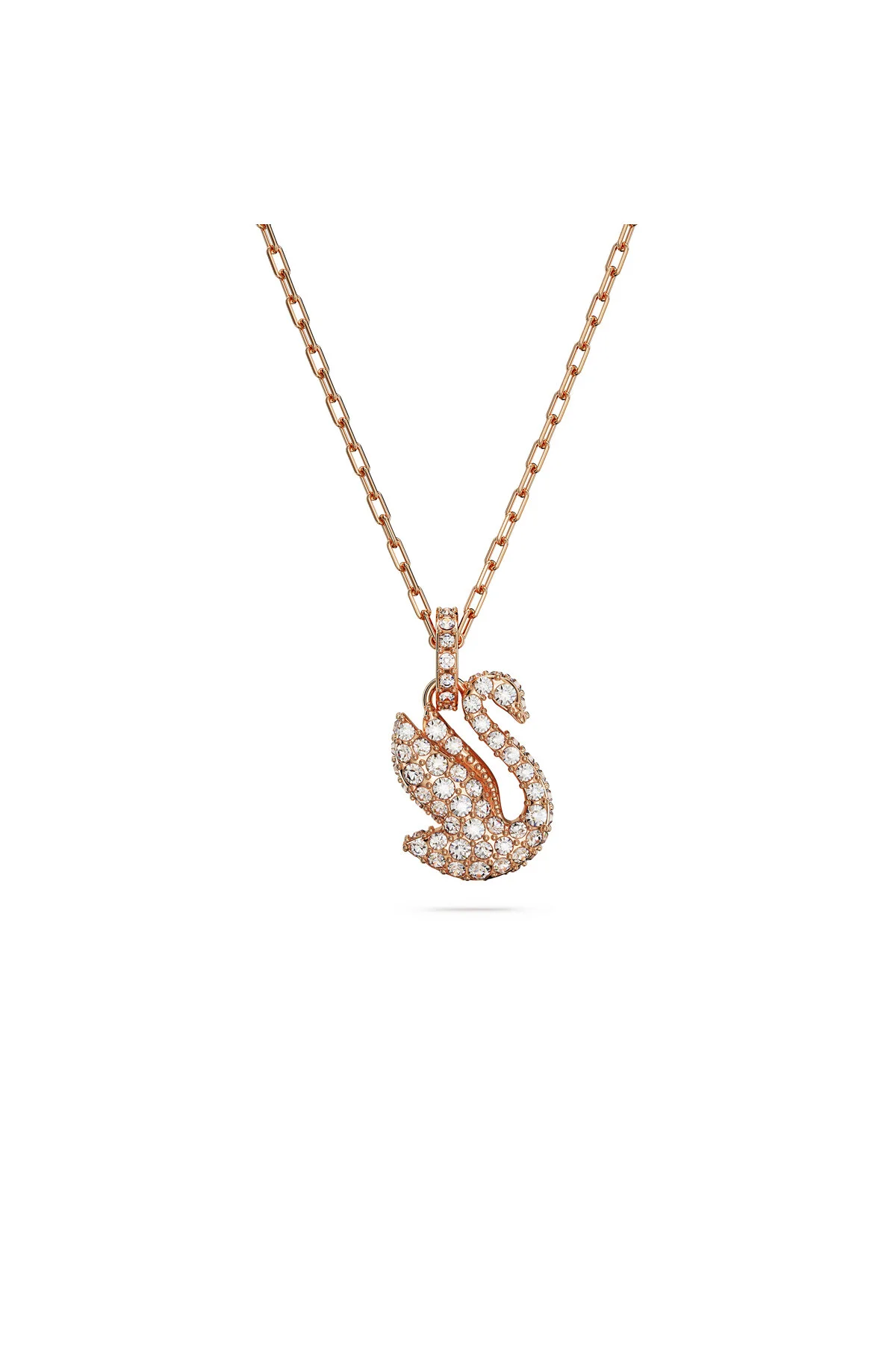 گردنبند کریستال قو کوچک سفید و روکش طلای صورتی سواروسکی اورجینال Swarovski