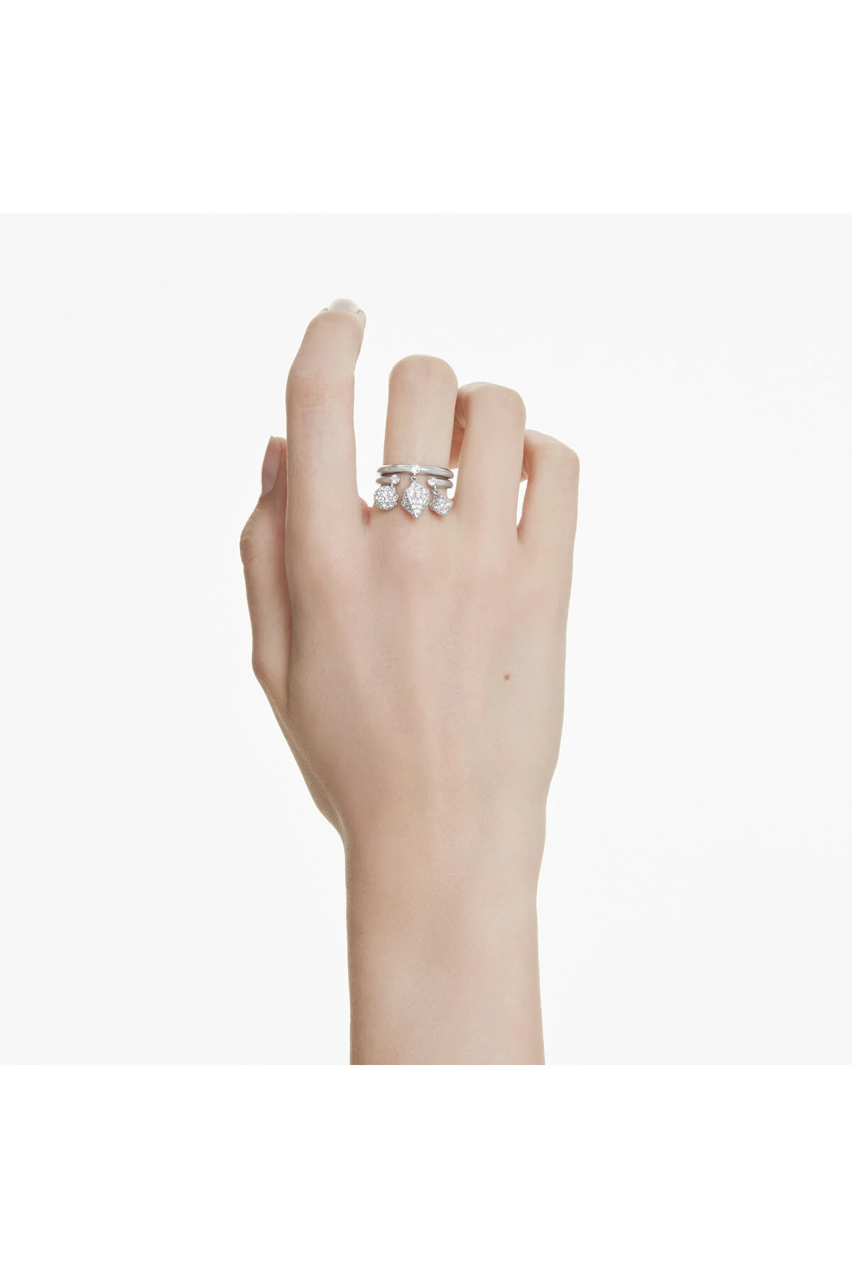 انگشتر کریستال حلقه DEXTERA SET 2 GLOBE AND CUBE WHITE RODIUM سواروسکی اورجینال Swarovski