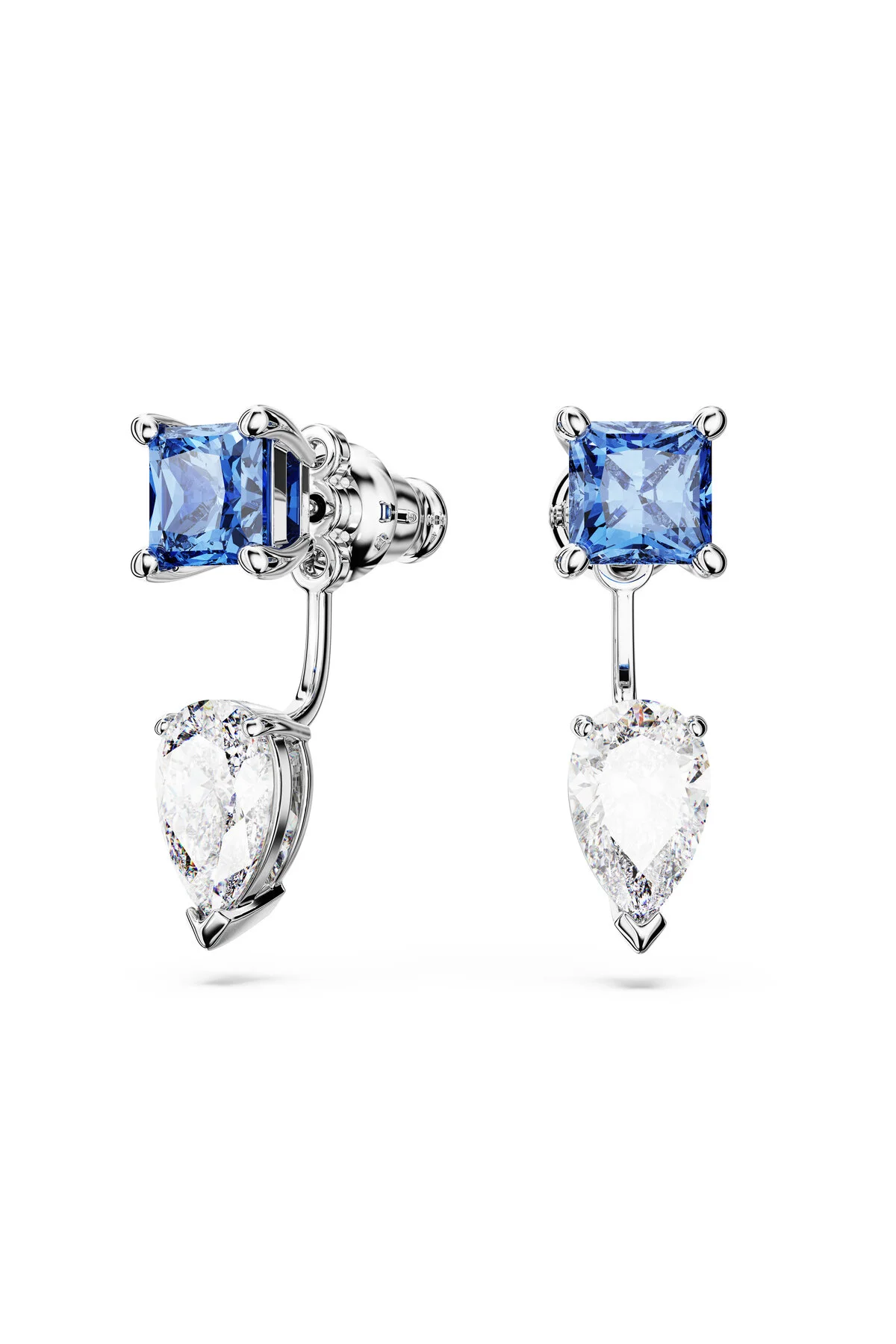 گوشواره زیرکون پیراهن های مسمرا برش مخلوط قابل جابجایی آبی رودیوم سواروسکی اورجینال Swarovski