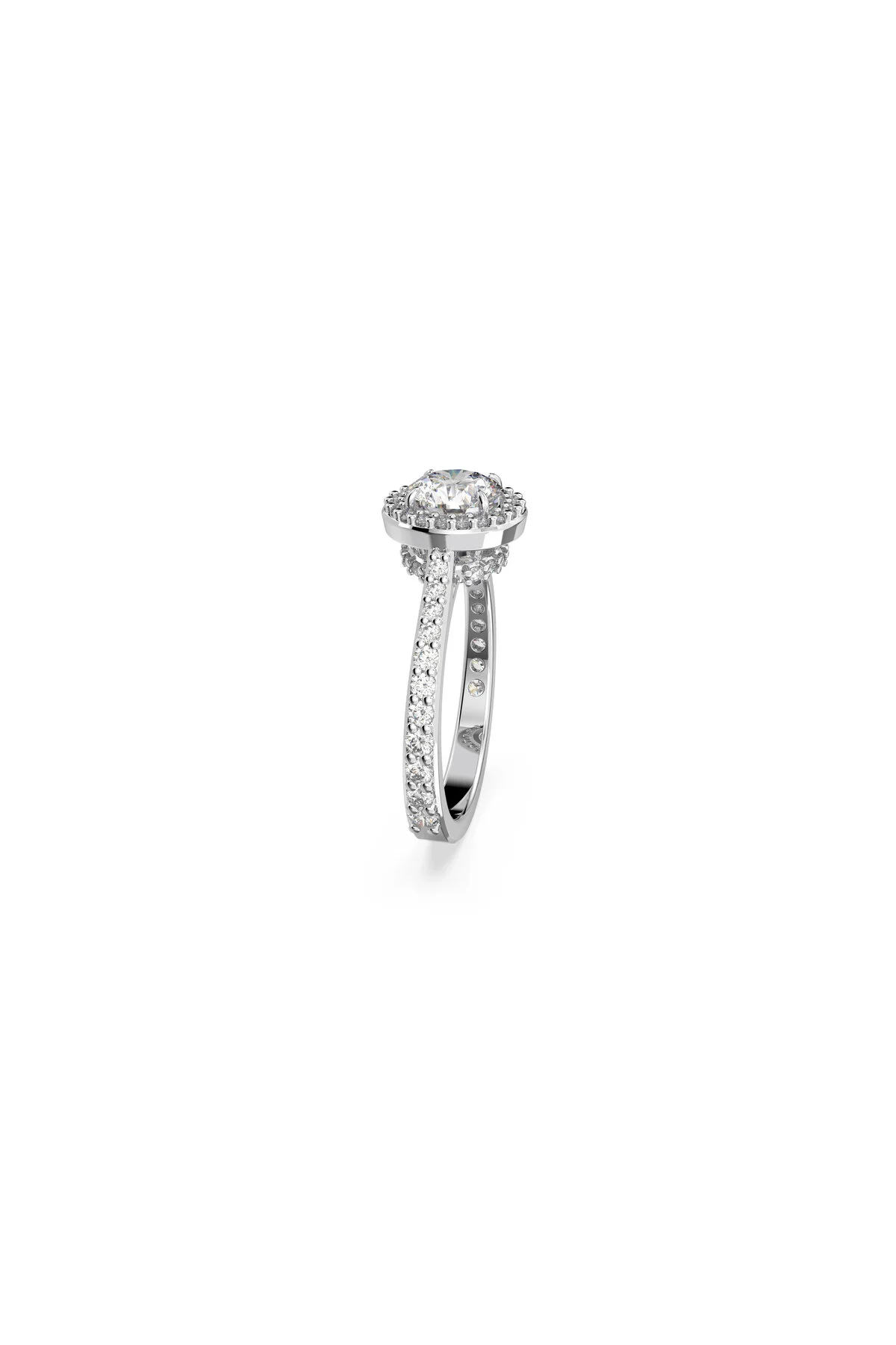 انگشتر زیرکون حلقه کوکتل فرشته آرد برش گرد پاوی سفید رودیوم روکش سواروسکی اورجینال Swarovski
