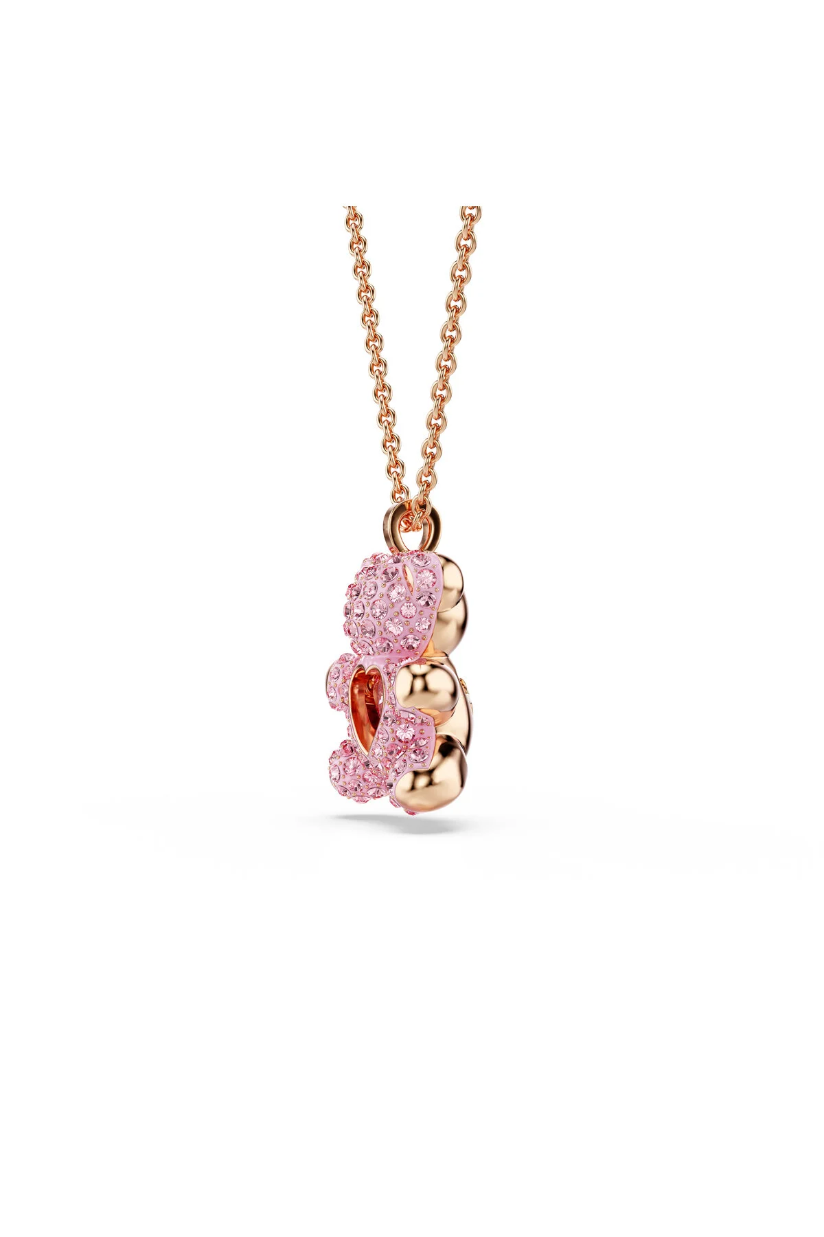 گردنبند کریستال عروسکی خرس روکش طلای صورتی سواروسکی اورجینال Swarovski