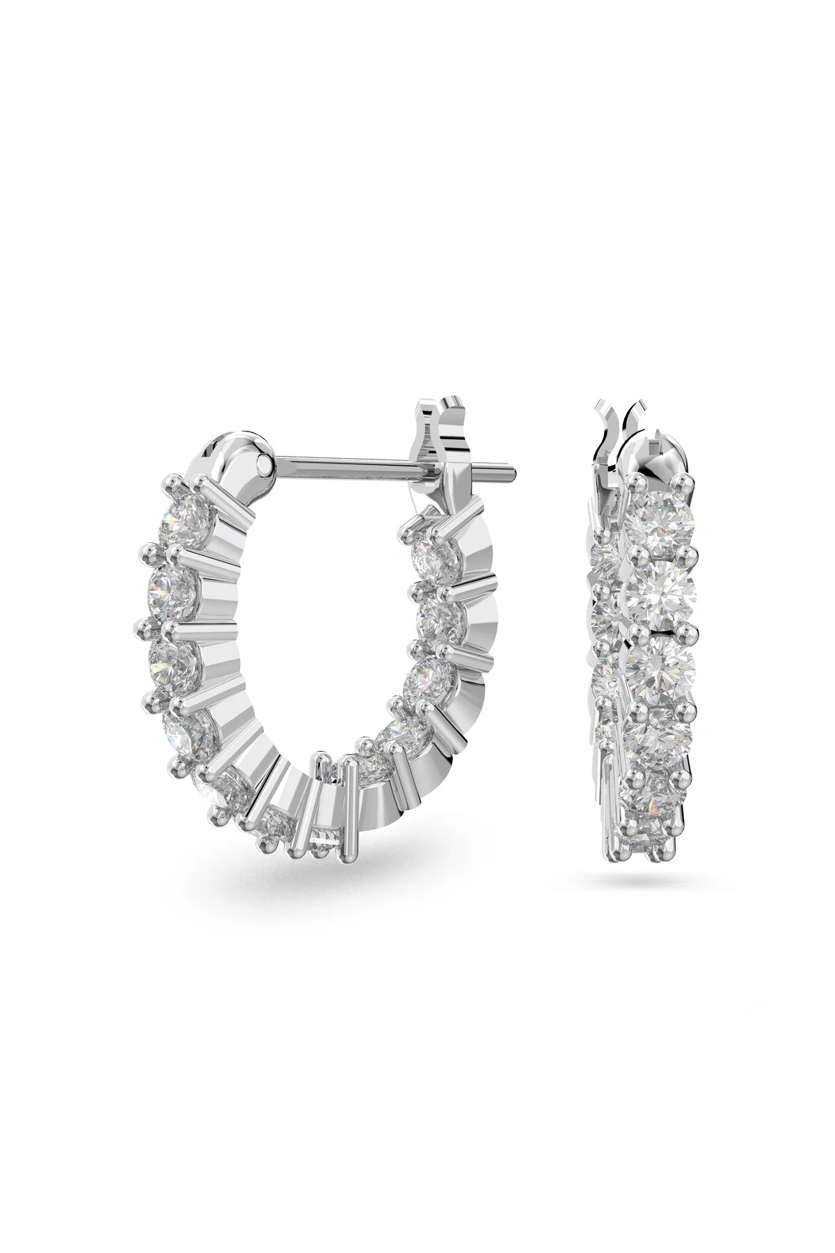 گوشواره زیرکون حلقه ماتریس ویتور برش گرد سفید رودیوم سواروسکی اورجینال Swarovski