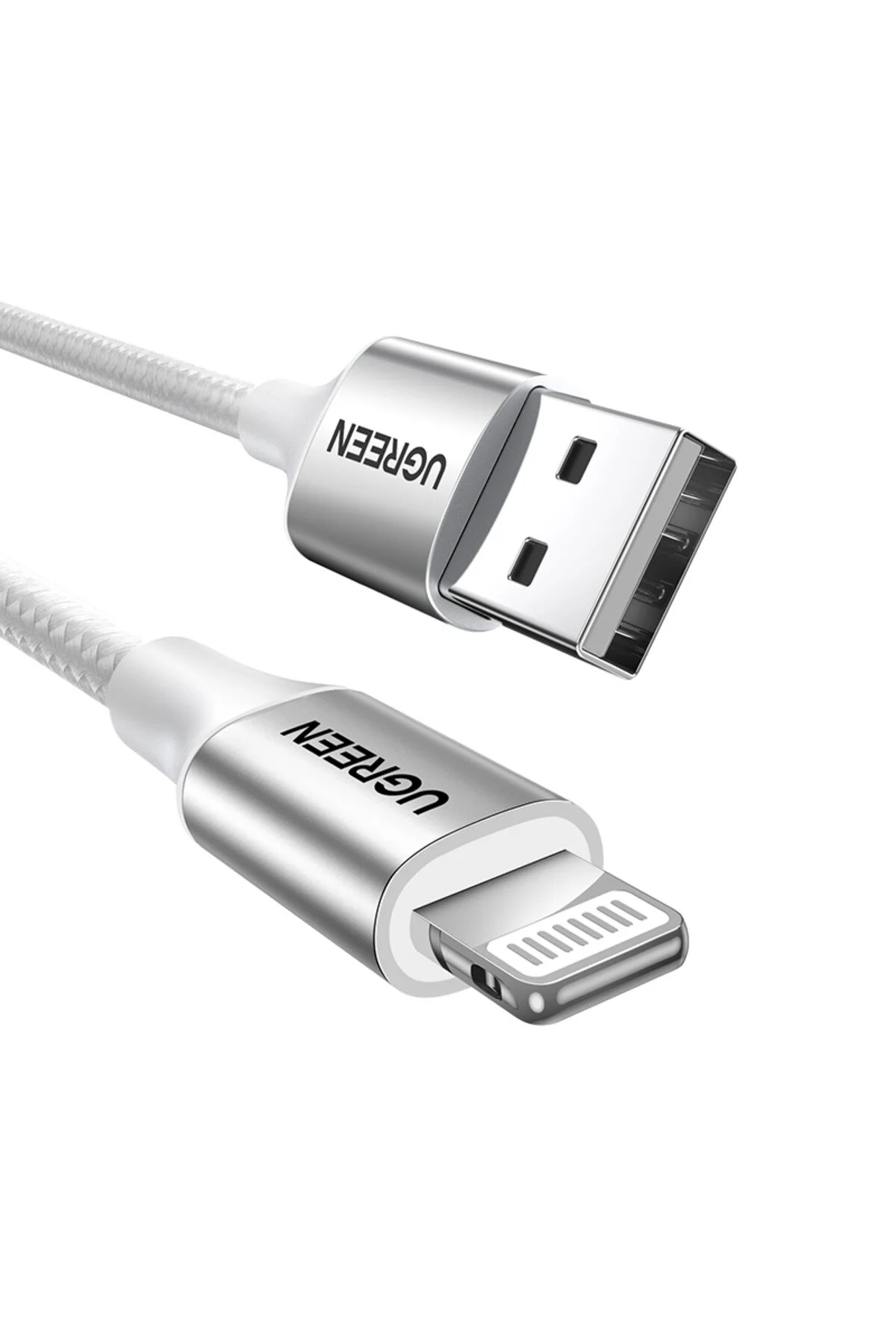 کابل شارژ ALU CASE BRAIDED USB رعد و برق 2M نقره Ugreen