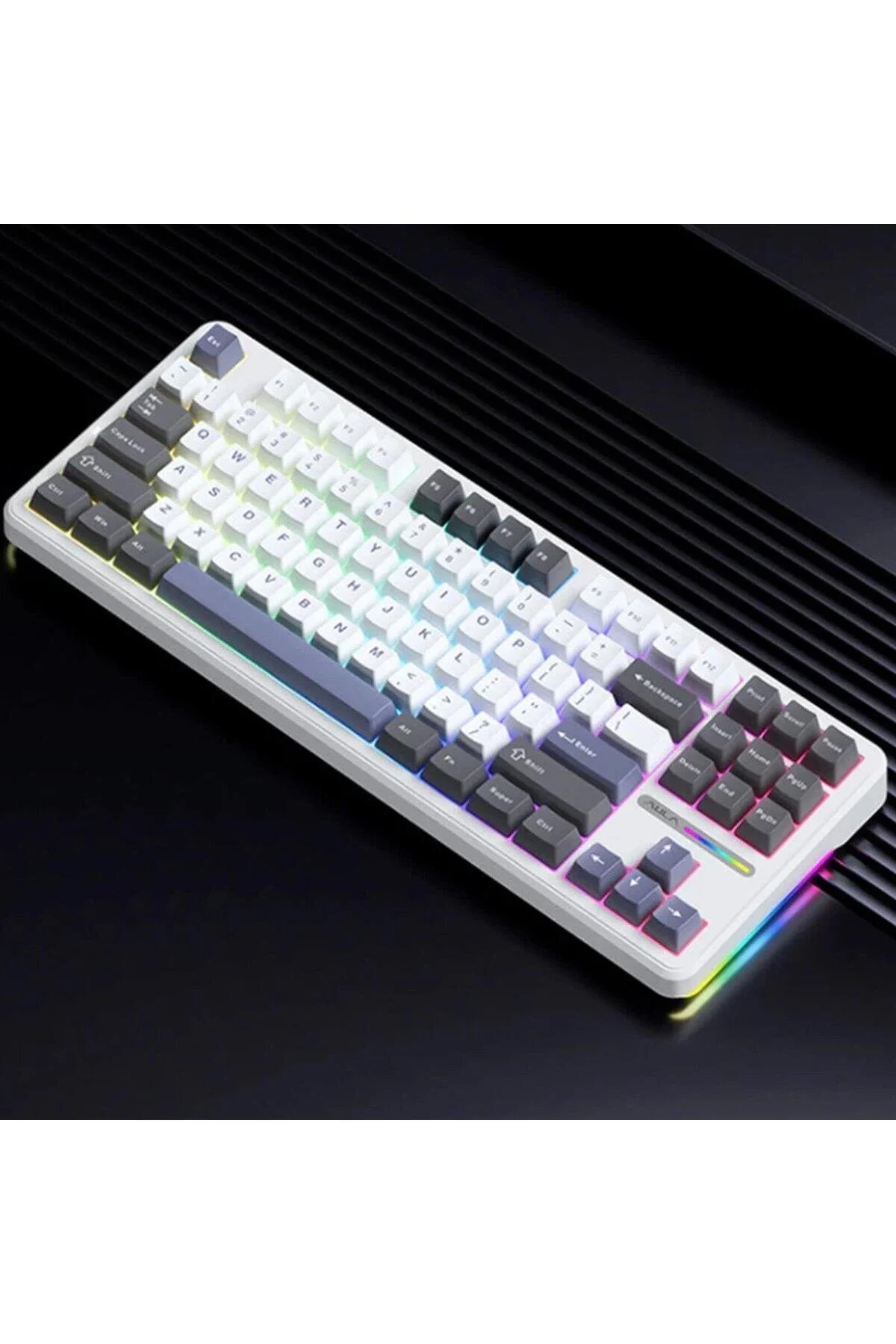 کیبورد مخصوص بازی F87 مکانیکی RGB TKL GRAYWOOD V3 سوئیچ بی سیم ماکرول صفحه کلید HOT Aula