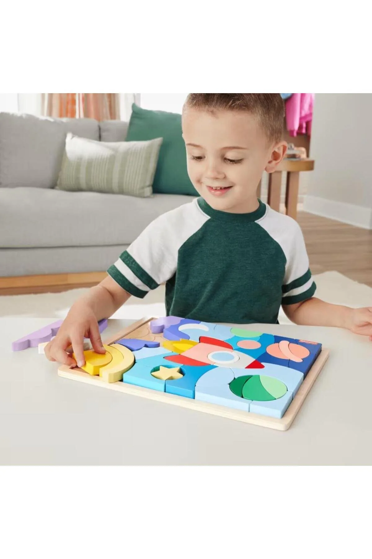اسباب بازی های نوزاد و فعالیتی پازل فضای چوبی اورجینال Fisher Price