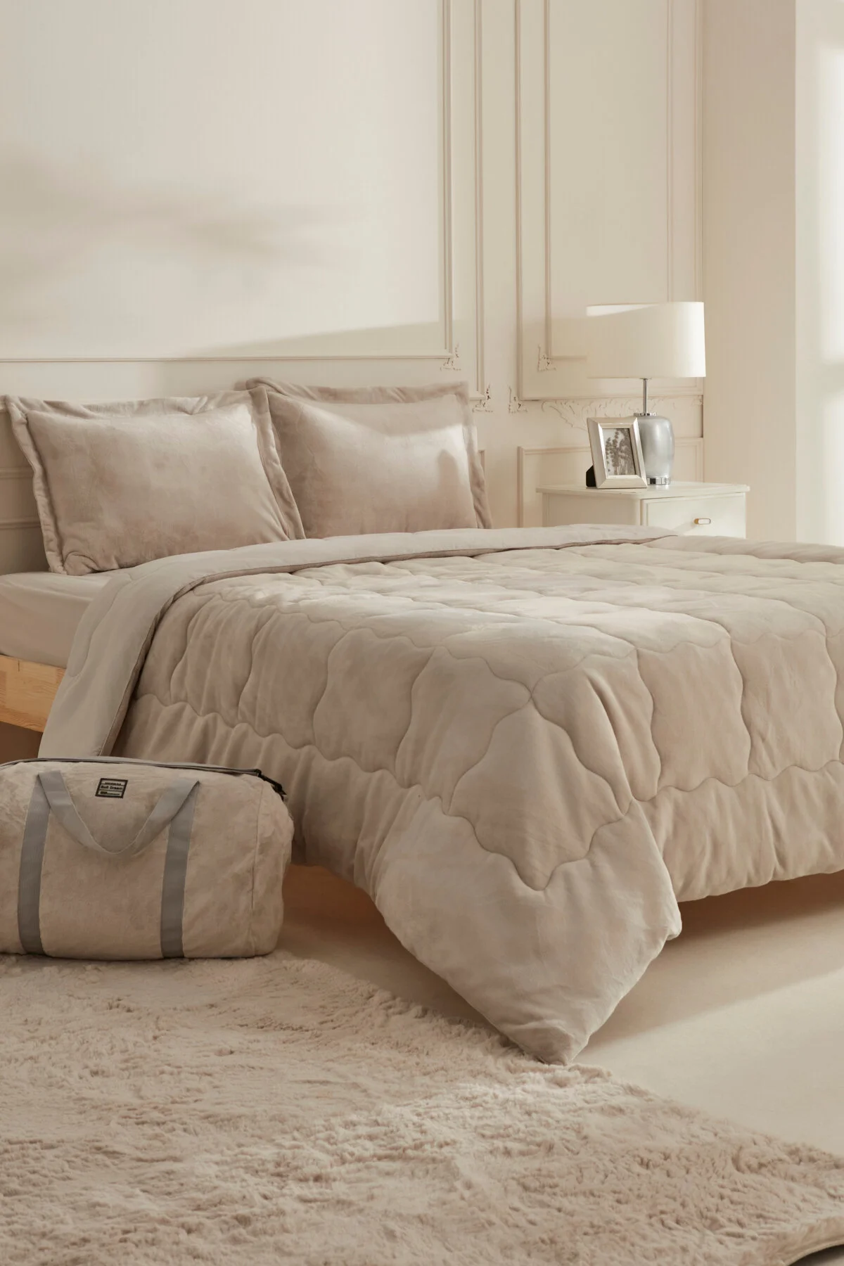ست لحاف دو نفره FLUFY DOUBLE SOFT DREAM COMFORT SET BEIGE کاراجا Karaca Home