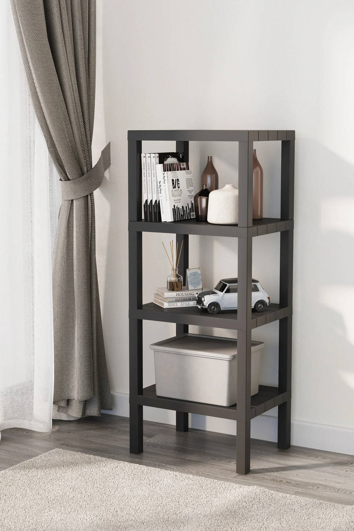 نظم‌دهنده حمام OMBEG تزئینی 4 STOREY مسطح چند منظوره کتابخانه سفالگری سیاه Omaş Household Product