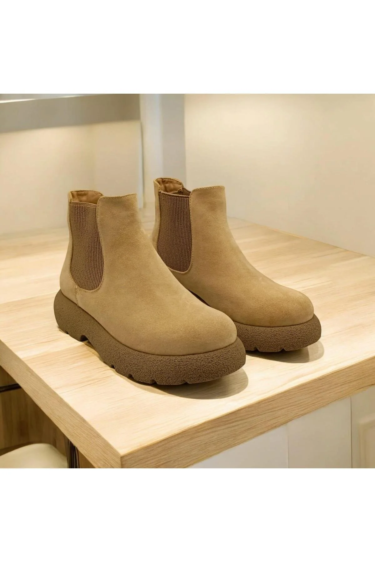 چکمه و بوت زنانه TUNA BEIGE SUEDE پوتین Ametist