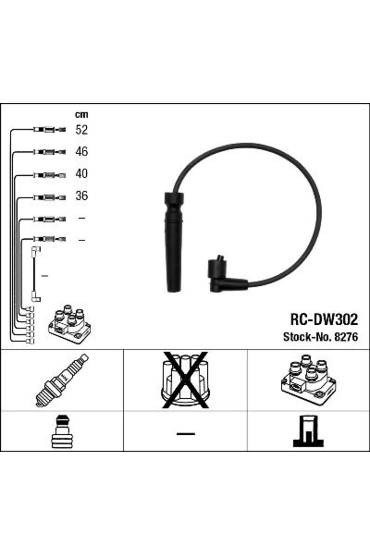 وایر شمع کابل احتراق RC DW302 8276 NGK