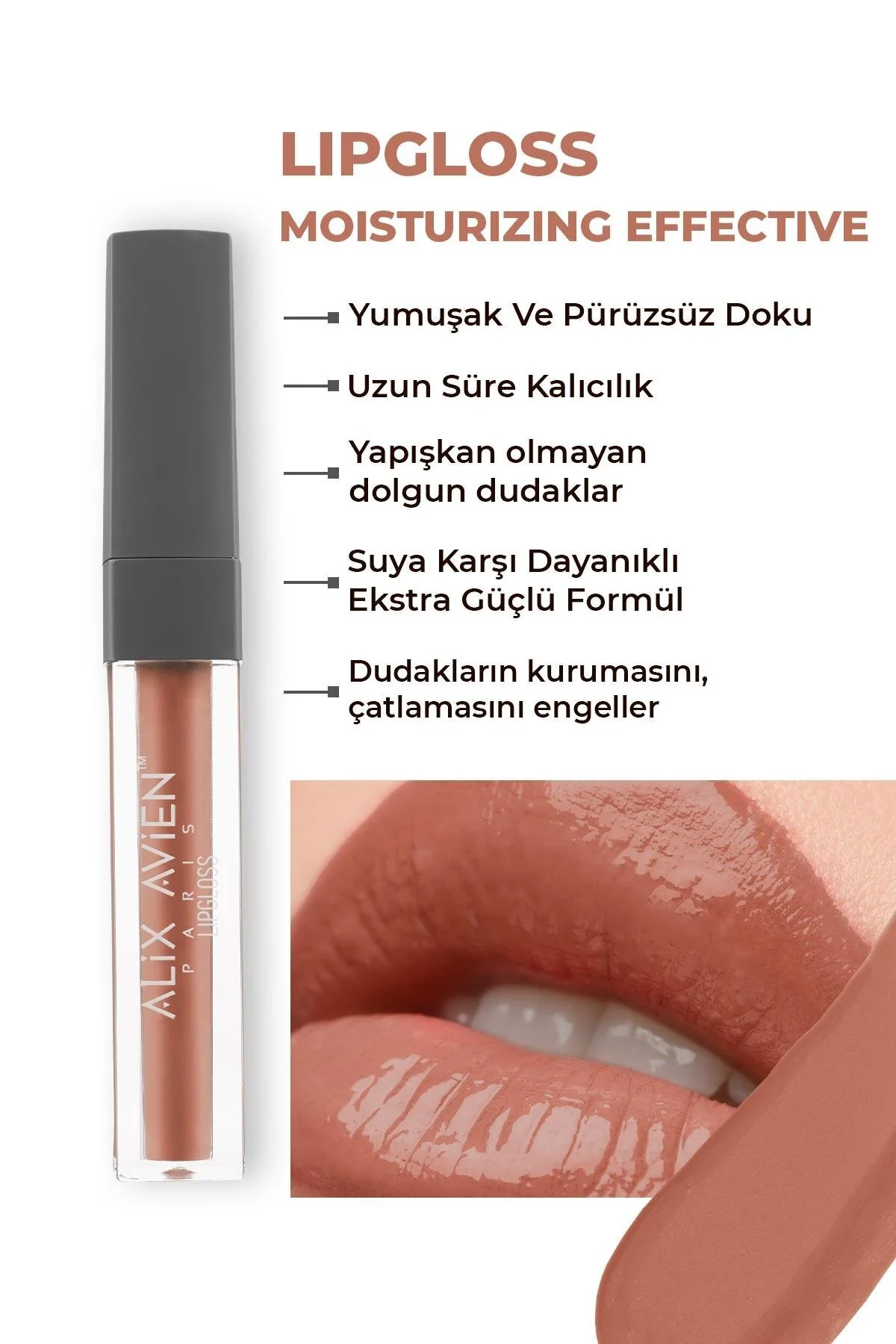 Alix Avien روغن مرطوب کننده لب لوسیدی با اثر افزایش دهنده حجم لب 05 کارامل نرم