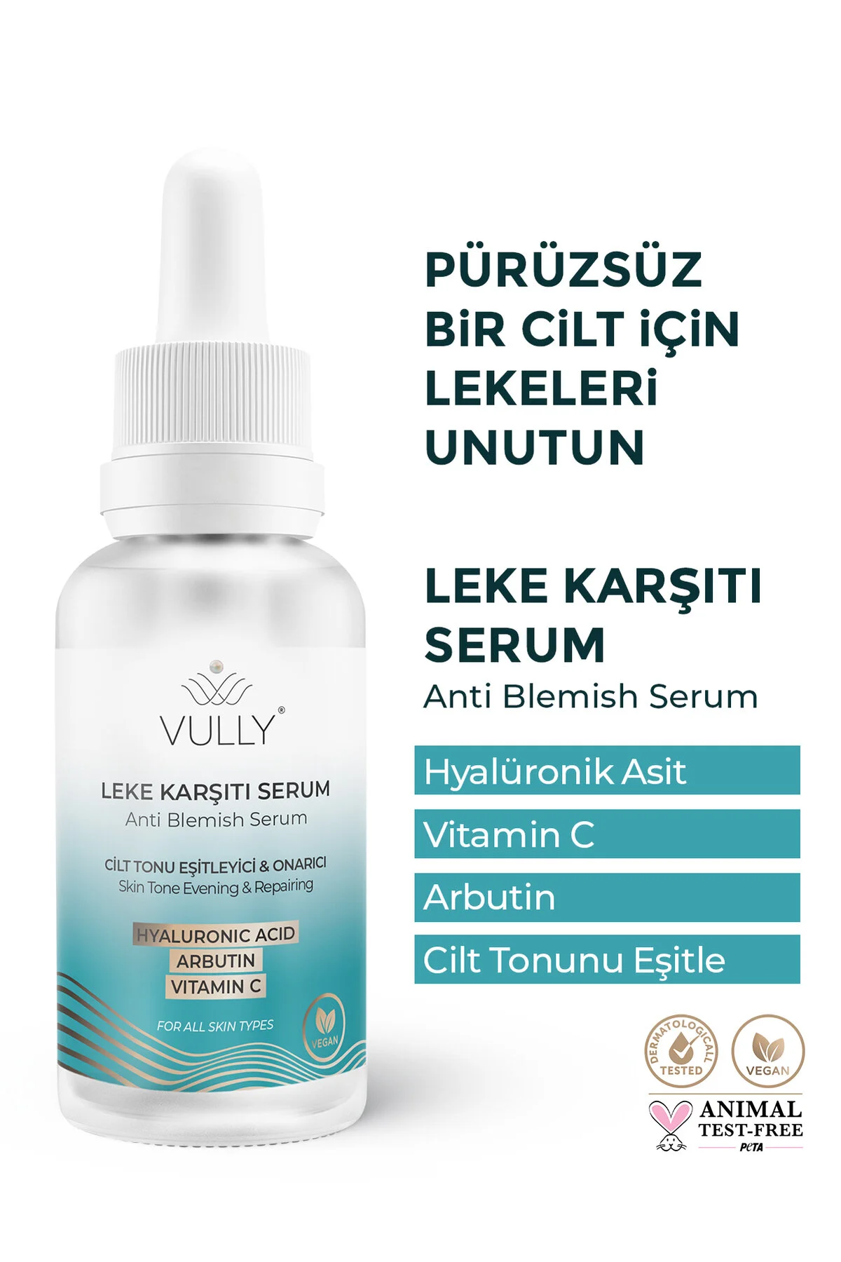 سرم پوست اکولایزر تن ترمیم ضد استین 30ML 2 ٪ آربوتین هیالورونیک ویتامین C VULLY