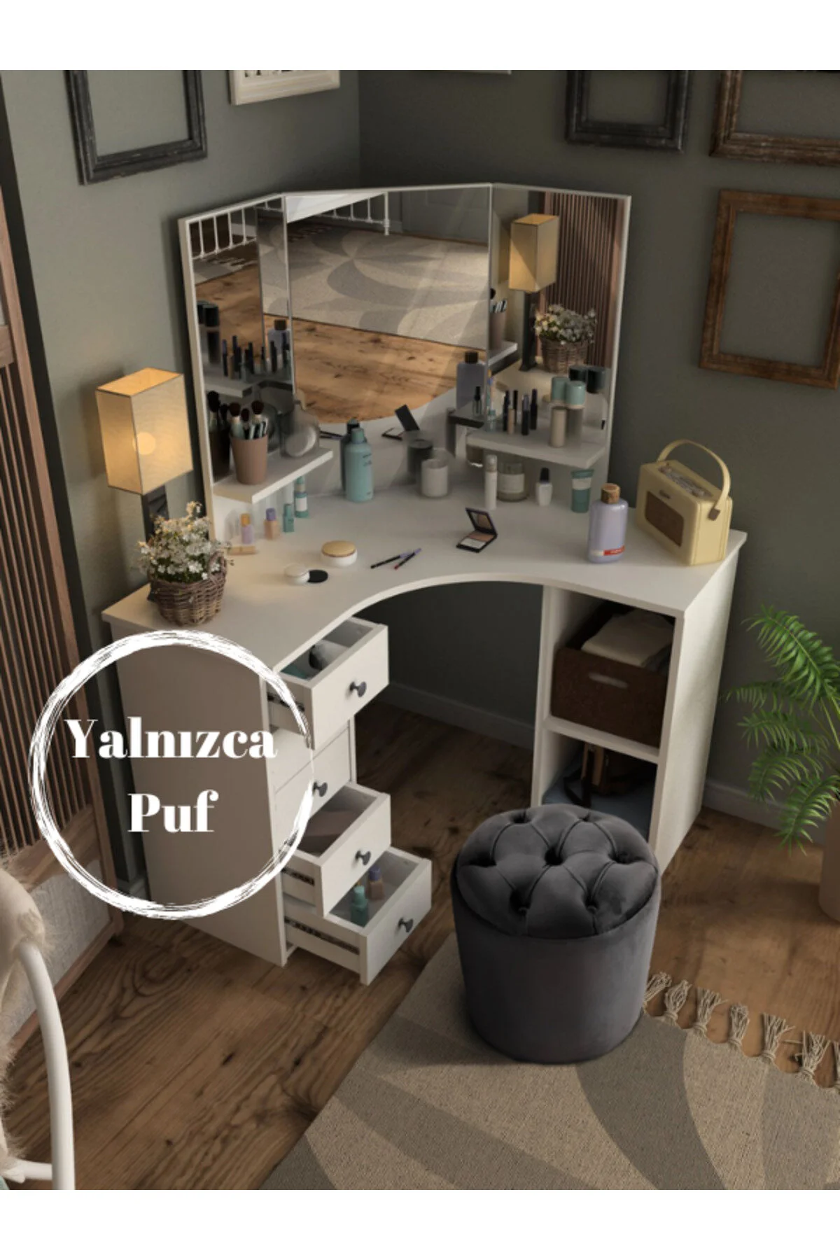 پاف و نیمکت پف آنتراسیت مدل چستر دور Gazzini furniture