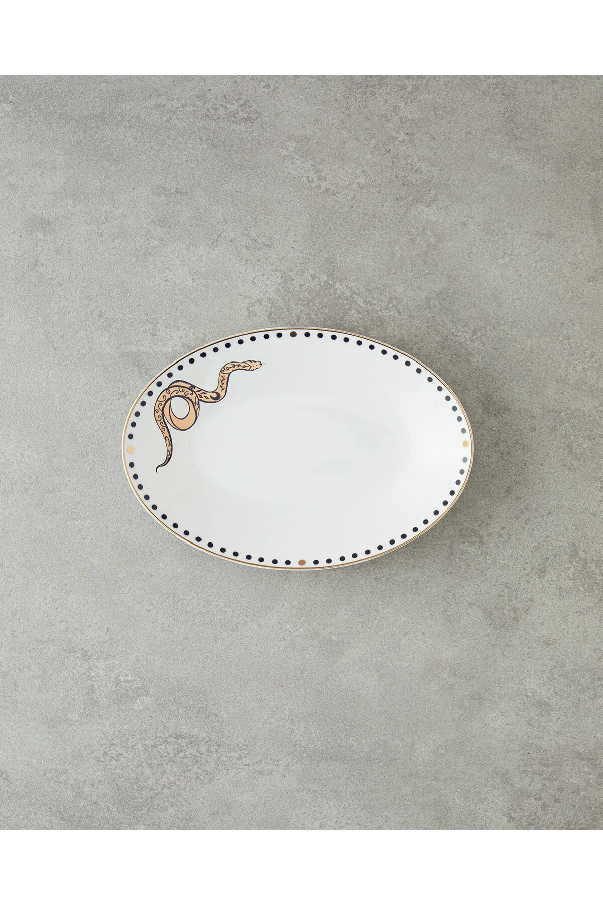 بشقاب TALISMAN SNAKE BONE PLATE BOAT 25 سانتی متر سیاه و سفید English Home