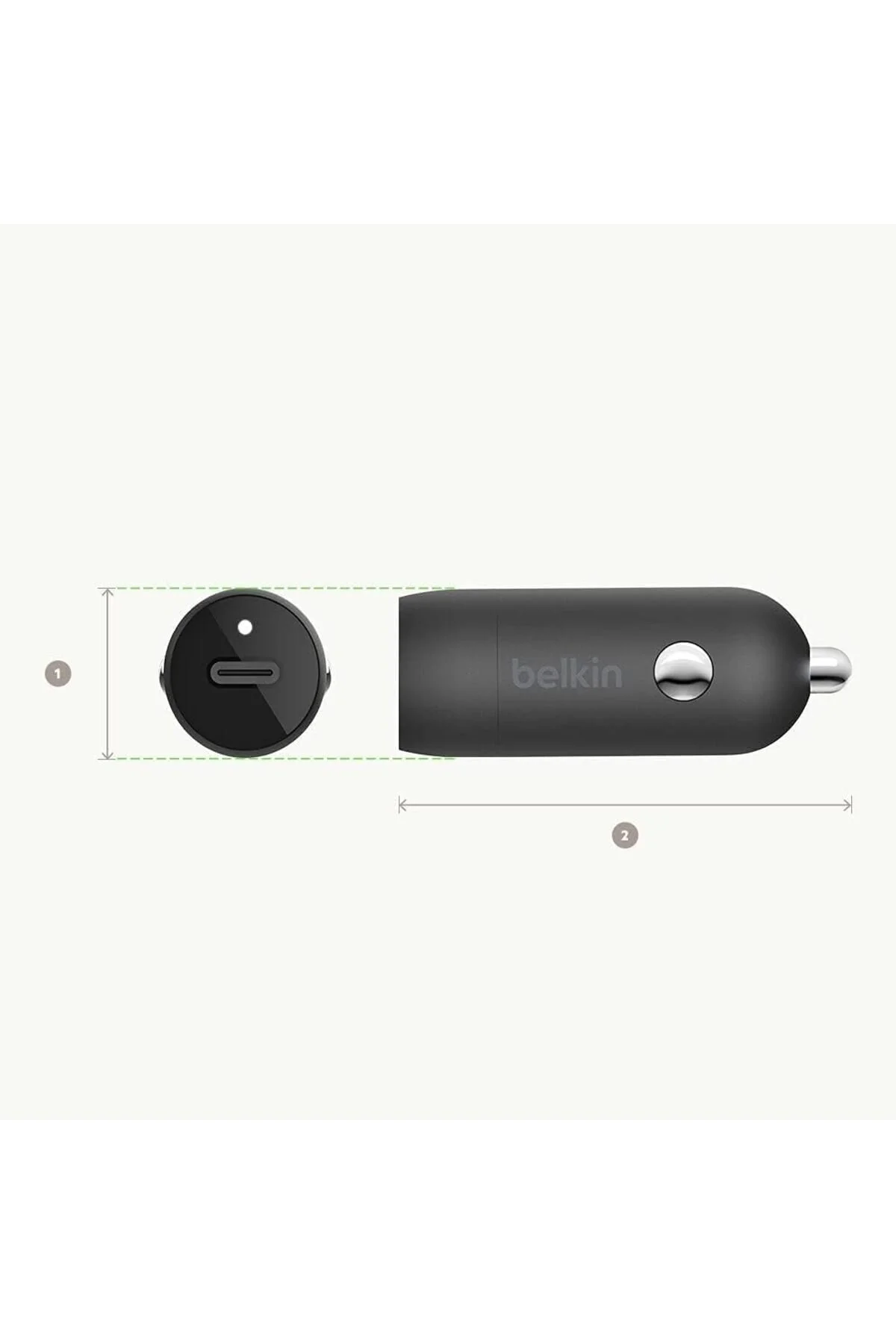 شارژر خودرو سریع USB C 20W سیاه Belkin
