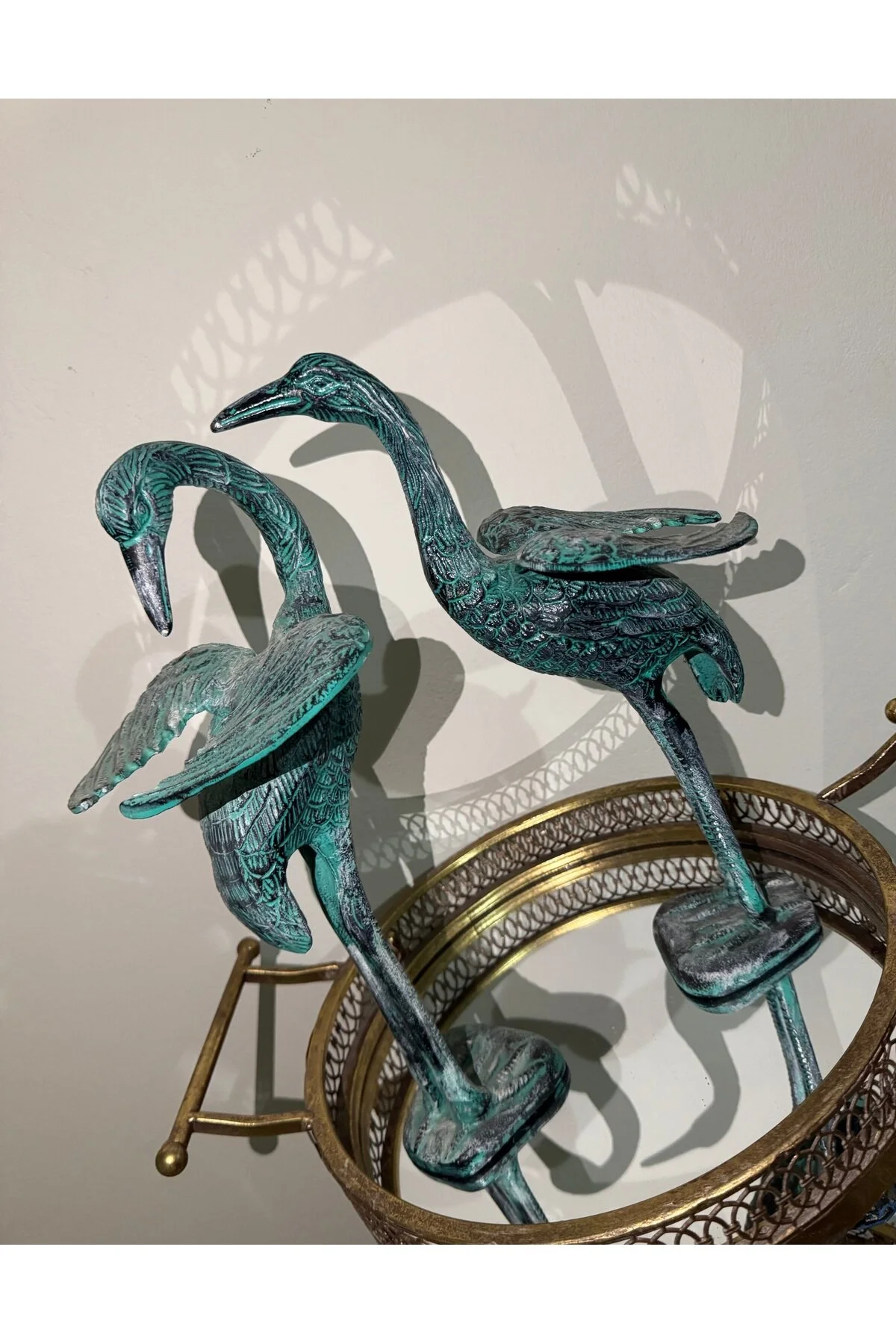 اشیاء دکوراتیو و مجسمه ESTERHOMEDECOR 2 قطعه فلزی فلامینگو اطلس سبز hediye