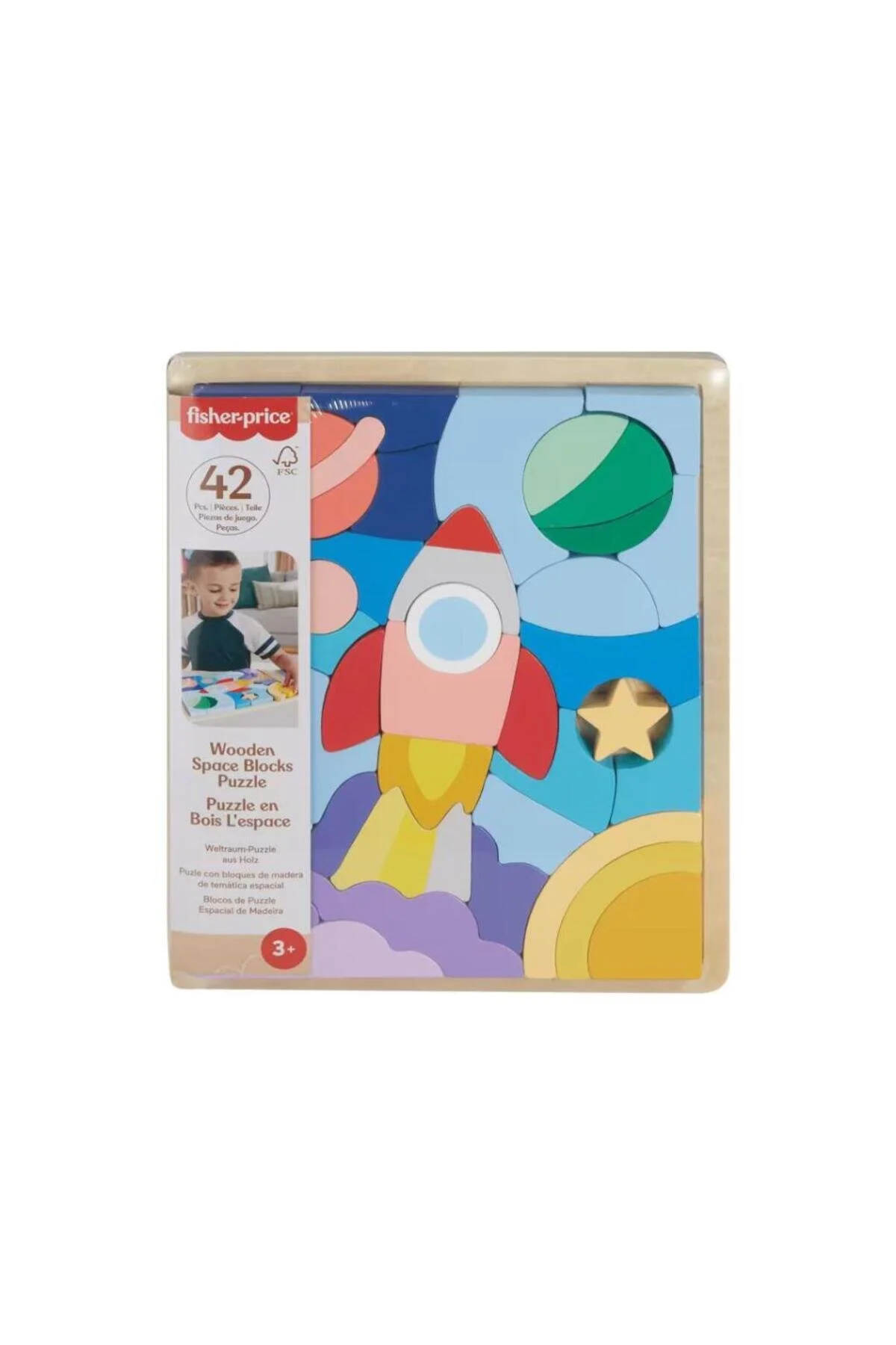 اسباب بازی های نوزاد و فعالیتی پازل فضای چوبی اورجینال Fisher Price