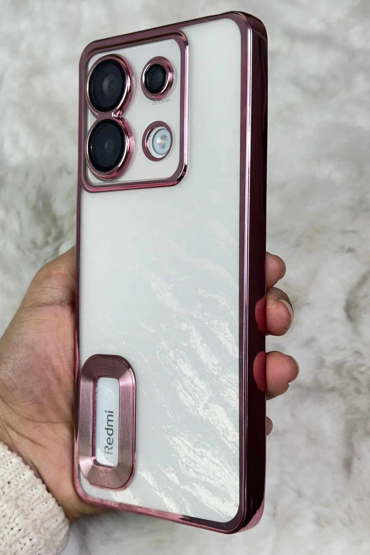 کاور و قاب دوربین سازگار REDMI NOTE 13 PRO 5G خارج از کشور دارای لبه‌های شفاف پشت امگا رنگی Vip Case
