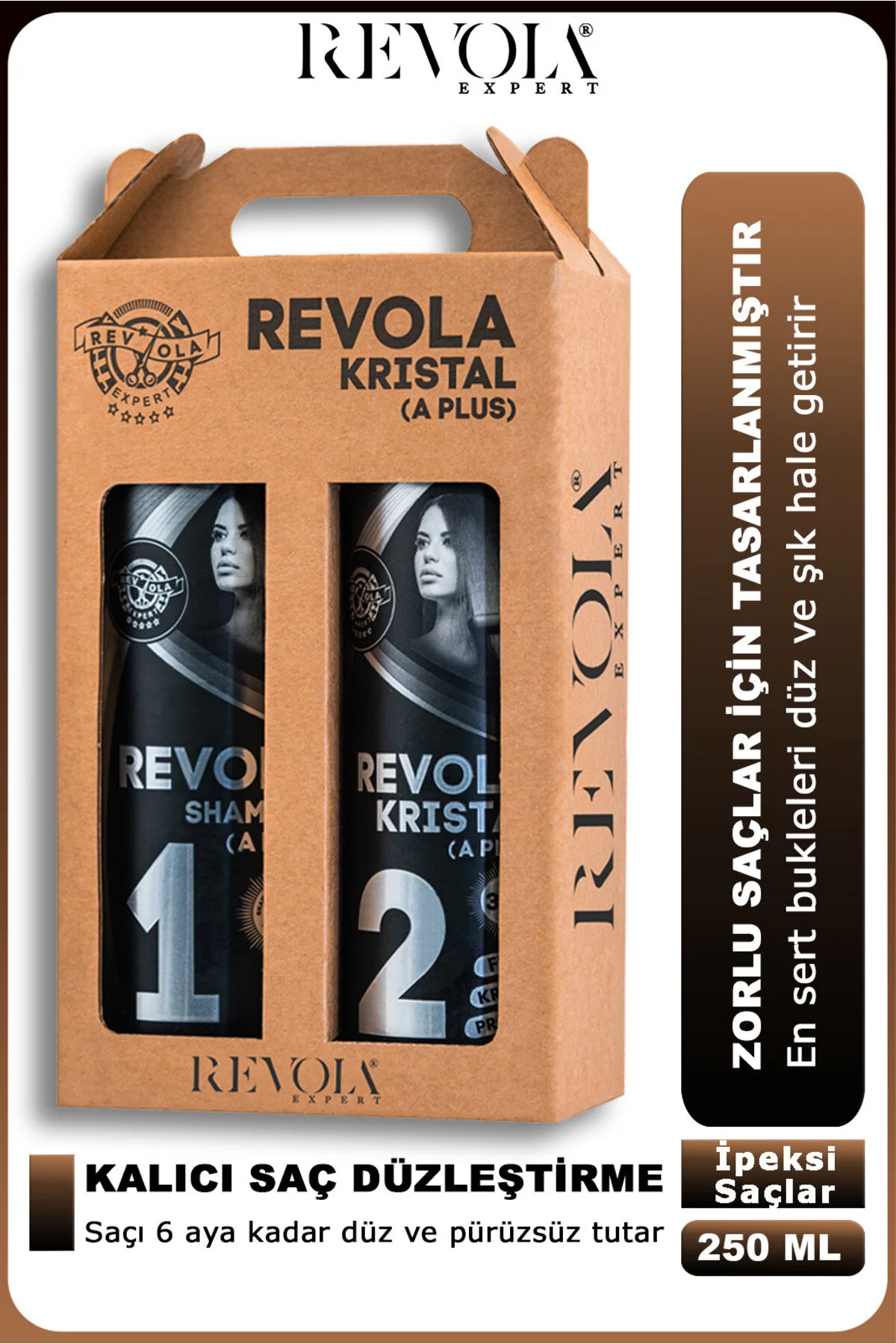 کرم مراقبت مو با پروتئین کراتین و فر کننده مو مدل Kristal APLUS حجم 250 میلی لیتر REVOLA EXPERT