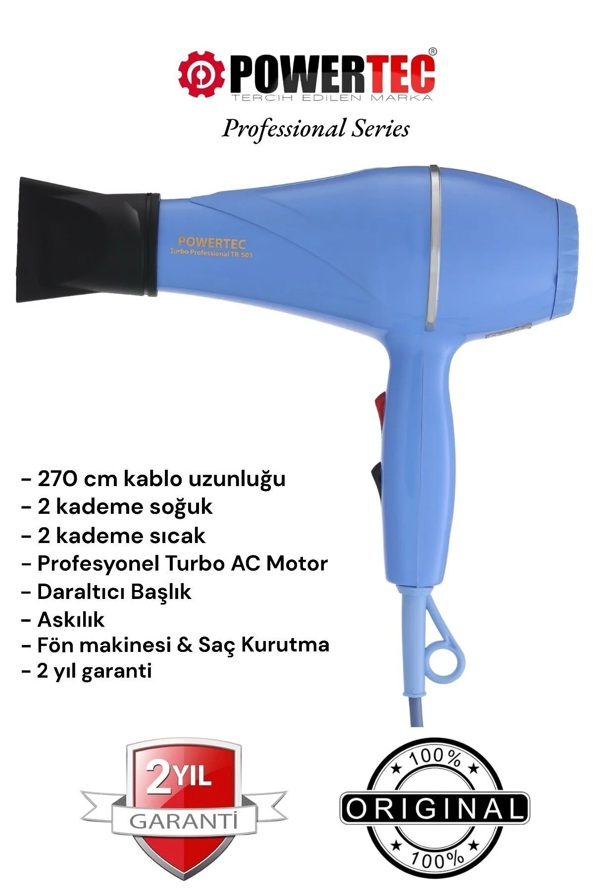 سشوار آبی برقی Tr 501 دستگاه ضربان رنگ حرفه ای پاورتچ  Powertec