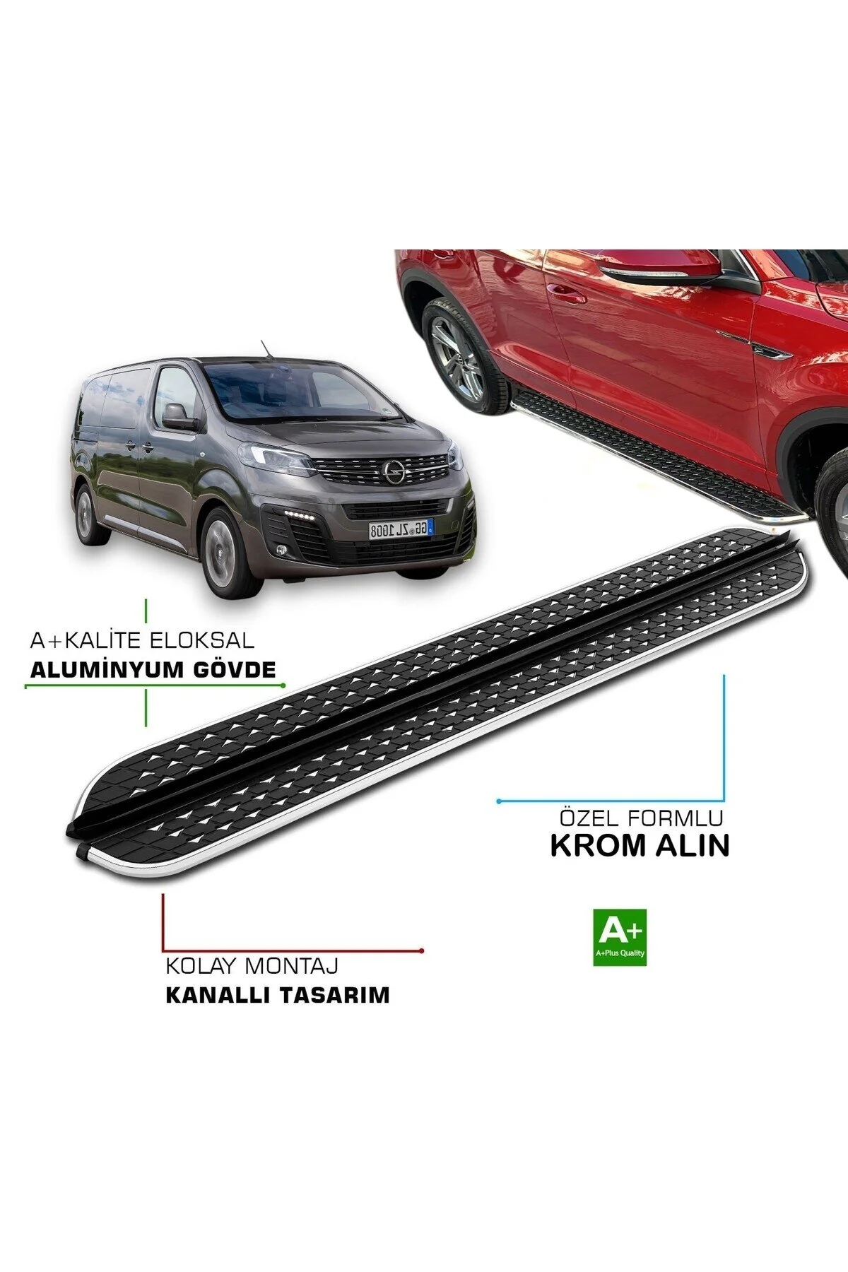 محافظ پلاستیکی رکاب OPEL LIFE شاسی کوتاه 2019 2020 2021 2022 2023 2024 2025 SIDE STEP DMND Omsa
