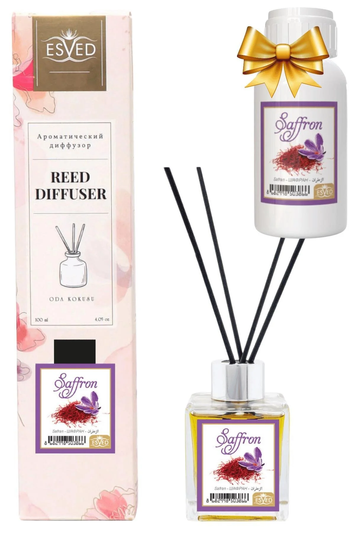 بوگیر و تصفیه کننده هوا خوشبو بوی زعفران 100 میل از عطر اتاق میله پرنده لوازم یدکی هدیه بطری ESVED