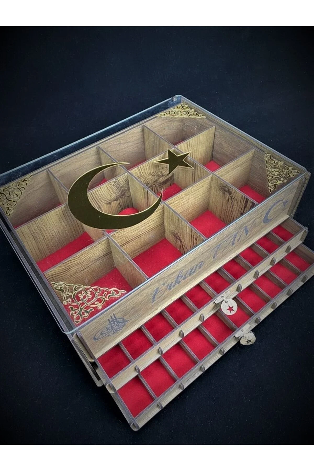 تسبیح جعبه شیشه ای شخصی و جمع آوری ساعت ROSARY BOX 2 1 پرچم Yaman Hediyelik