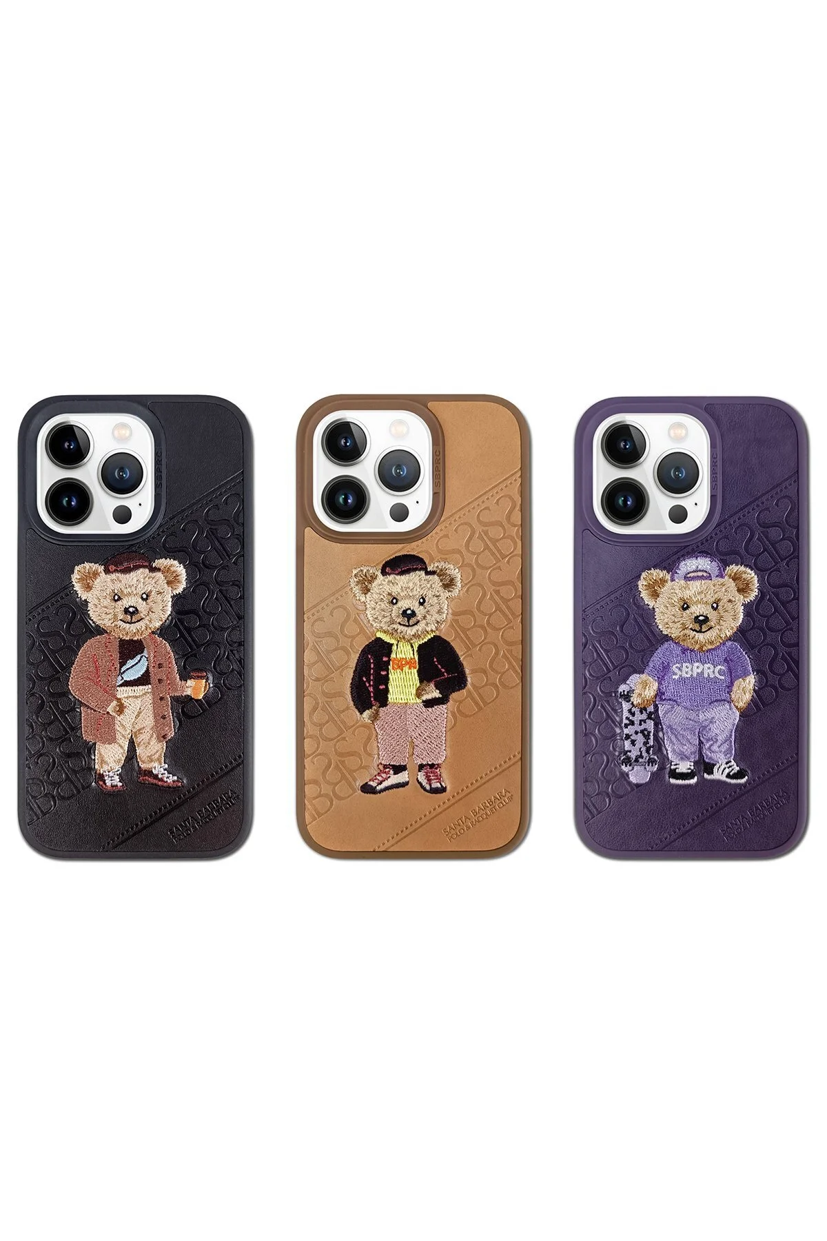کاور و قاب SBPRC IPHONE 13 PRO COMPATIBLE CASE 3D PU چرمی INSIDE SUEDE CRETE COVER Santa Barbara Polo Racquet Club