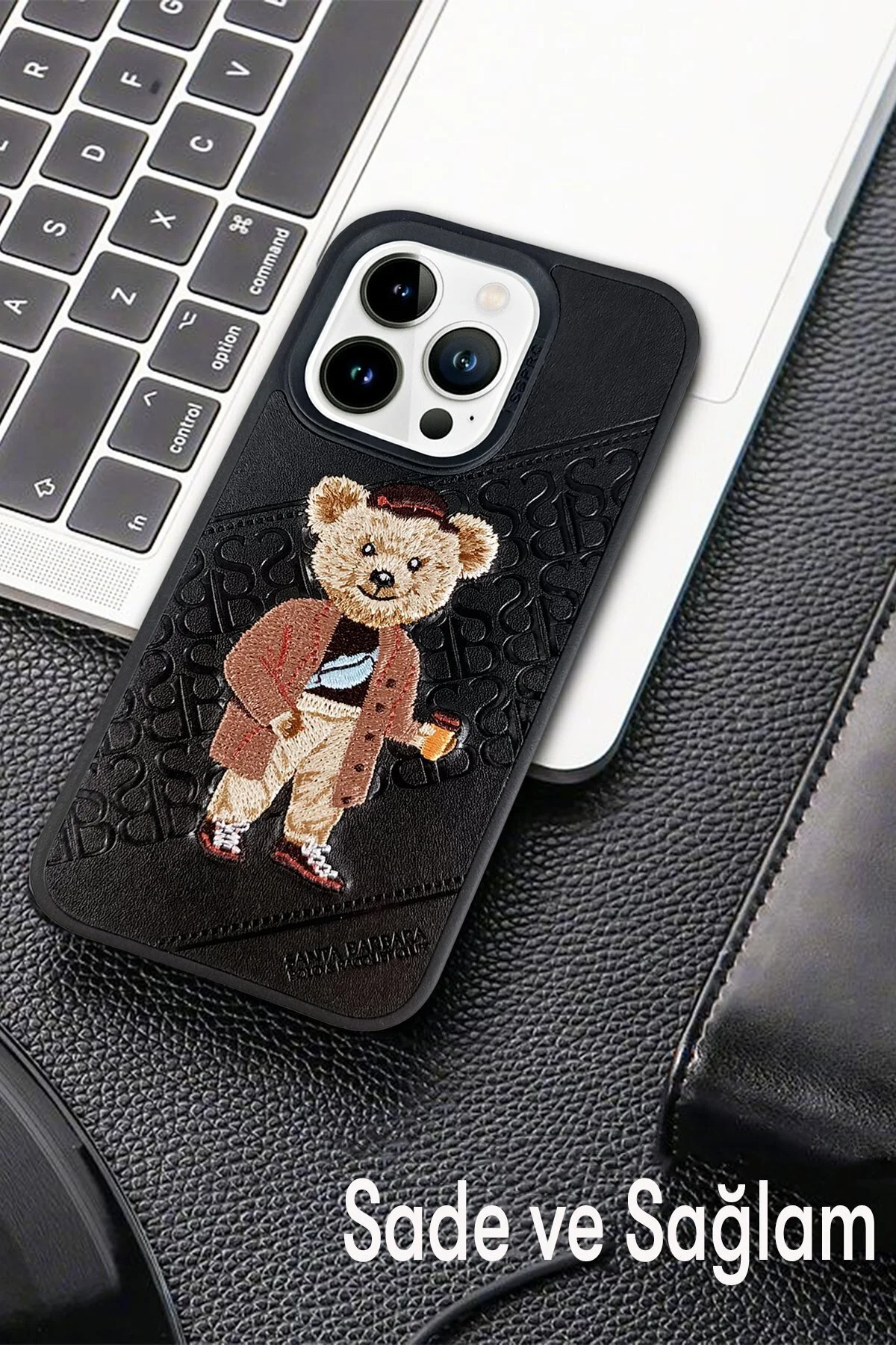 کاور و قاب SBPRC IPHONE 13 PRO MAX COMPATIBLE CASE 3D PU چرمی INSIDE SUEDE CRETE COVER Santa Barbara Polo Racquet Club