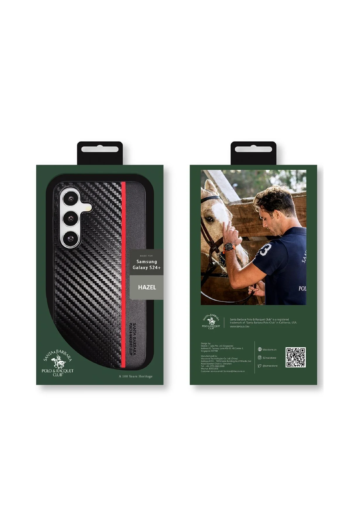 کاور و قاب کلاهک راکت پولو سانتا باربارا SAMSUNG GALAXY S24 ULTRA HAZEL CARBON مشکی Santa Barbara Polo Racquet Club