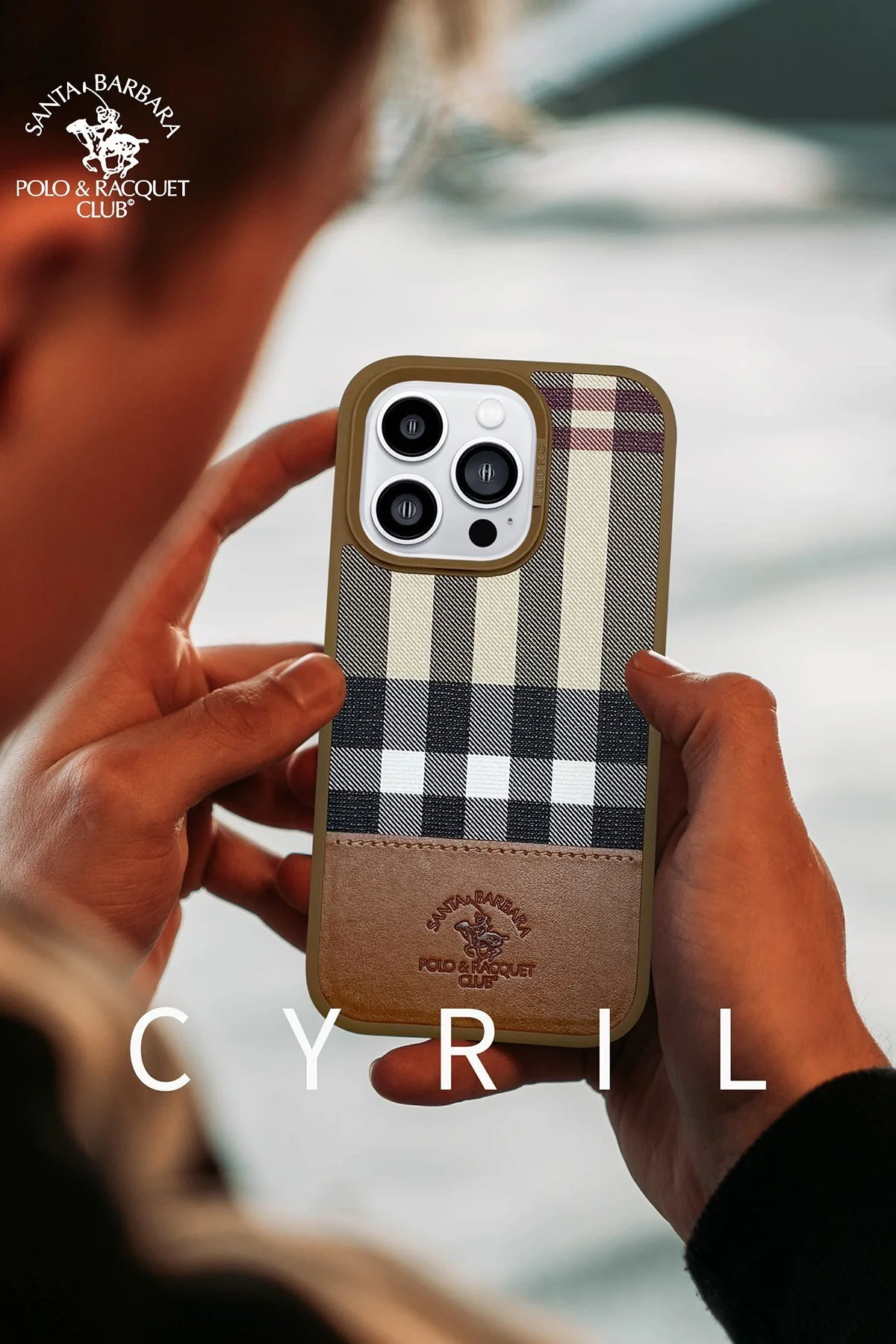 کاور و قاب پارچه‌ای دوزی شده APPLE IPHONE 14 PRO MAX CYRIL DEEP PURPLE Santa Barbara Polo Racquet Club