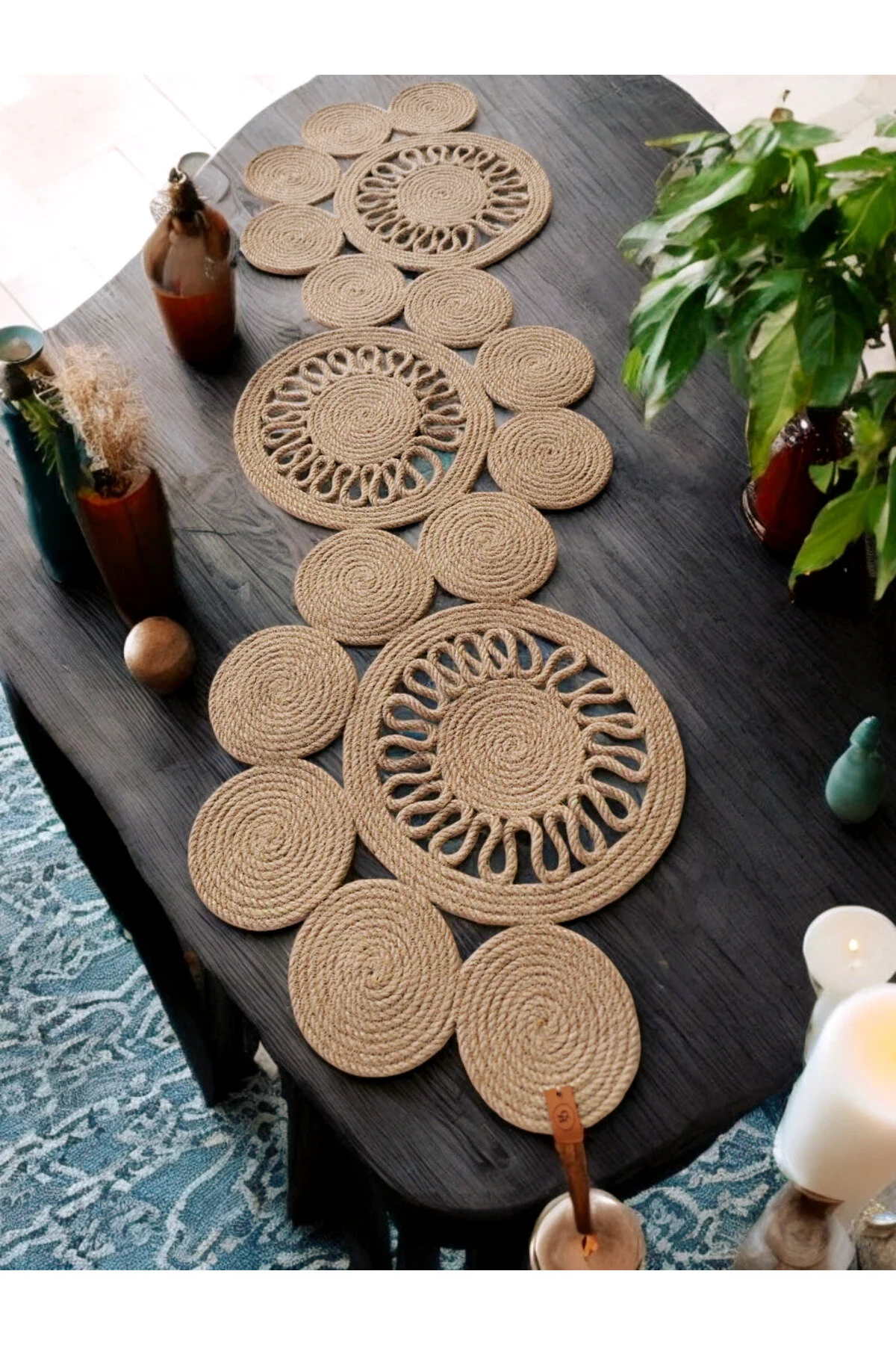 رانر و زیر بشقابی COVER SIMENA JUTE 100X32CM اورجینال COLLESSİA