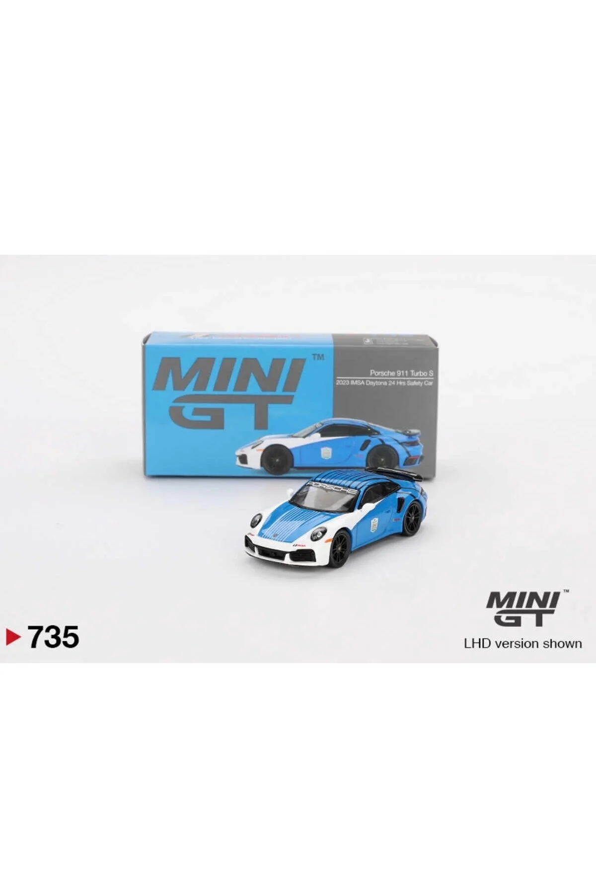 مدل خودرو PORSCHE 911 TURBO S SAFETY CAR 2023 IMSA DAYTONA 24 ساعت 735 اورجینال mini gt
