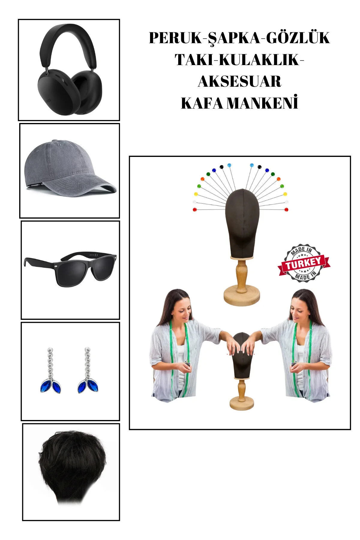 فیگور آدمک سر پارچه ای ریبانا با لوازم جانبی پاهای چوبی چند منظوره DIATER 54 CM Manken İstanbul