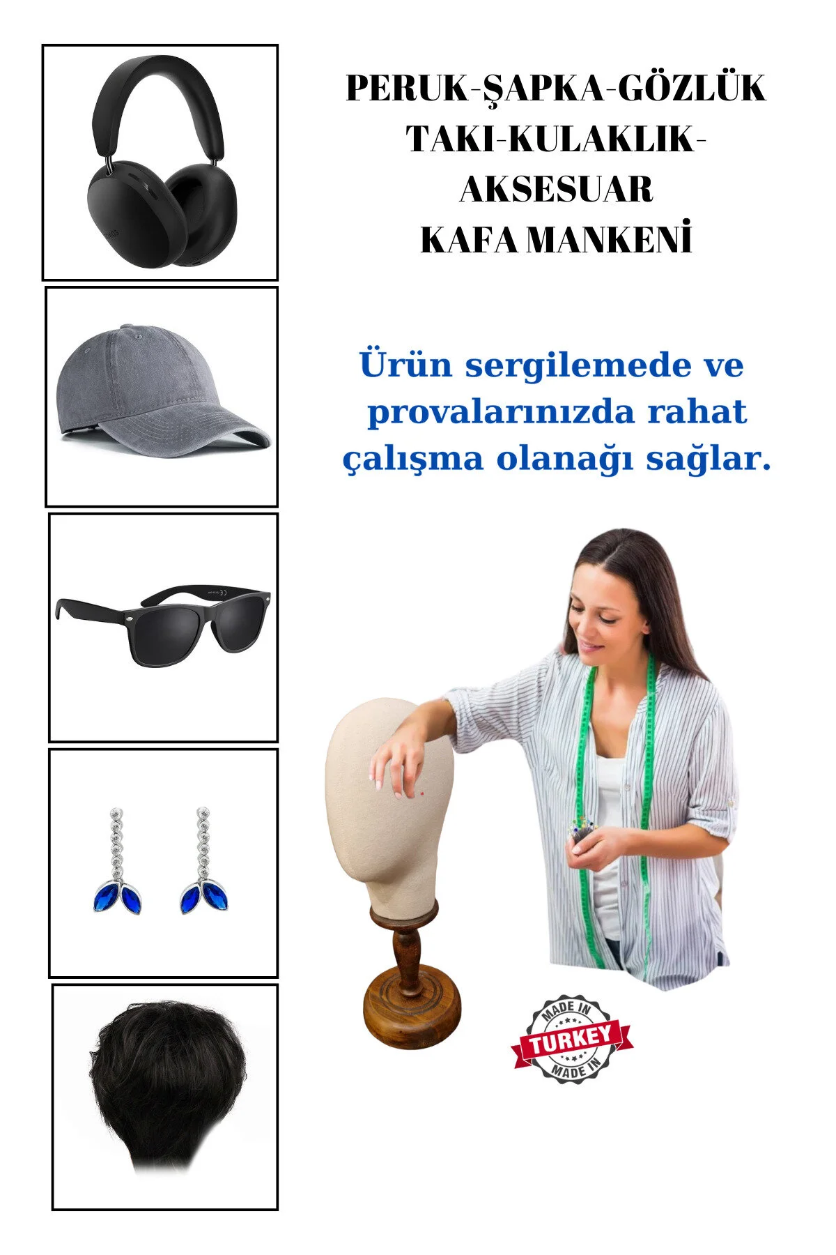 فیگور آدمک سر پارچه ای ریبانا با لوازم جانبی پاهای چوبی چند منظوره DIATER 54 CM Manken İstanbul