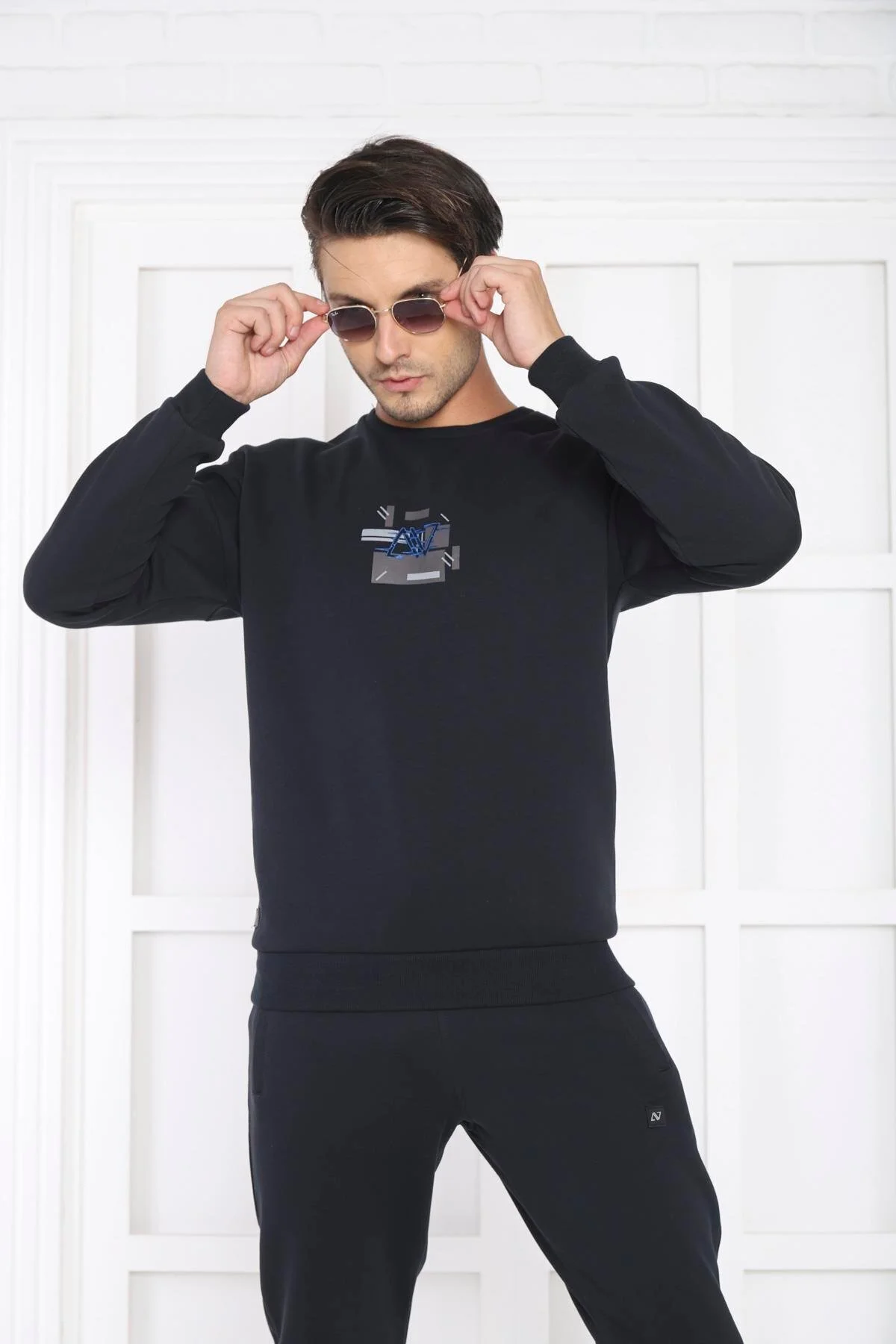 ست گرمکن ورزشی مردانه سرمه‌ای آبی 3 نخ تنفس SLIMFIT SWEAT TRACKSUIT تیم 3079 Escetic