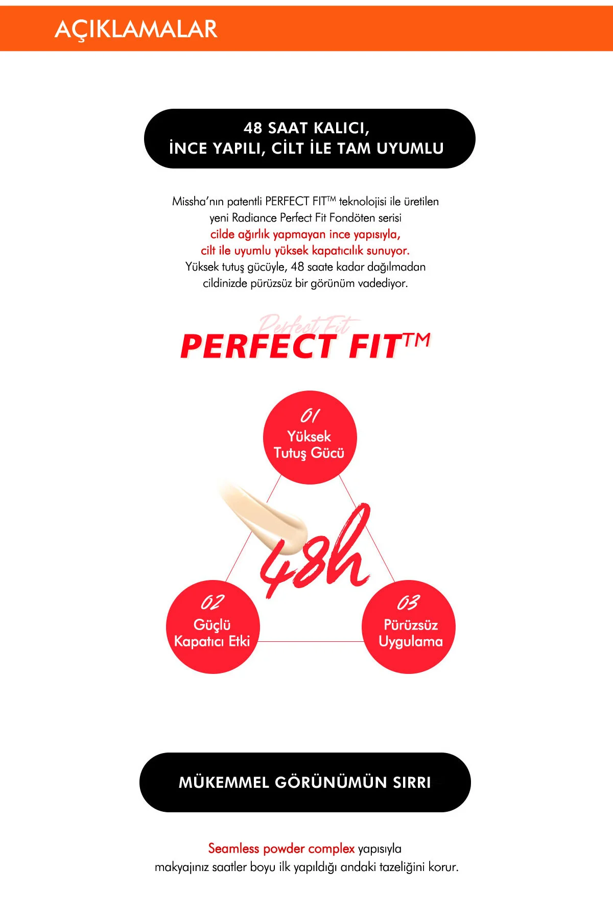 Missha پایداری ماندگار 48 ساعته فوندیشن مخملی با SPF50+ و رادیانس Perfect Fit کاور نرمال 21