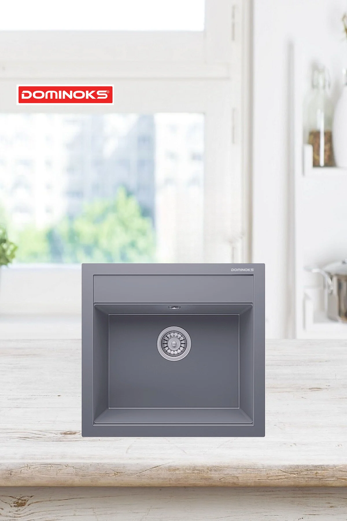 شستشو سینک گرانیتی تک چشمی NIGER49 خاکستری 53X56 Dominoks
