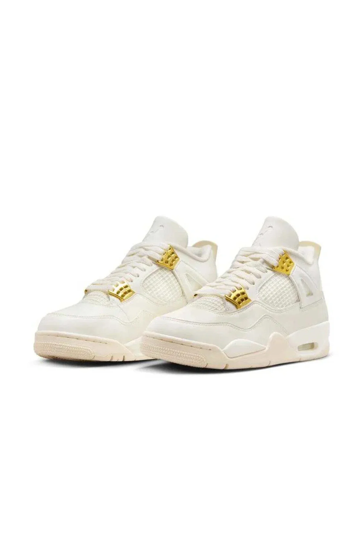 کفش زنانه Air Jordan 4 یکپارچهسازی با سیستمعامل فلزی طلای W ورزشی سفید چرمی نایک Nike