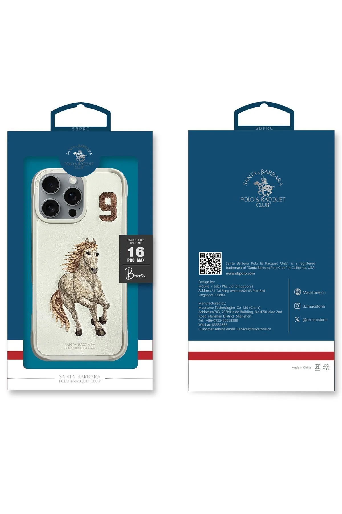 کاور و قاب SBPRC IPHONE 16 PRO COMPATIBLE CASE 3D PU چرمی BORIS INSIDE SEEDE Santa Barbara Polo Racquet Club