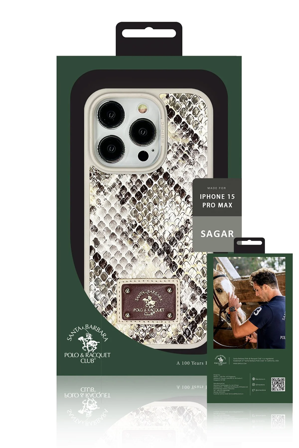کاور و قاب سانتا باربارا پولو راکت کلاب IPHONE 15 PRO MAX SAGAR MAGSAFE COVER TITAN GREY Santa Barbara Polo Racquet Club