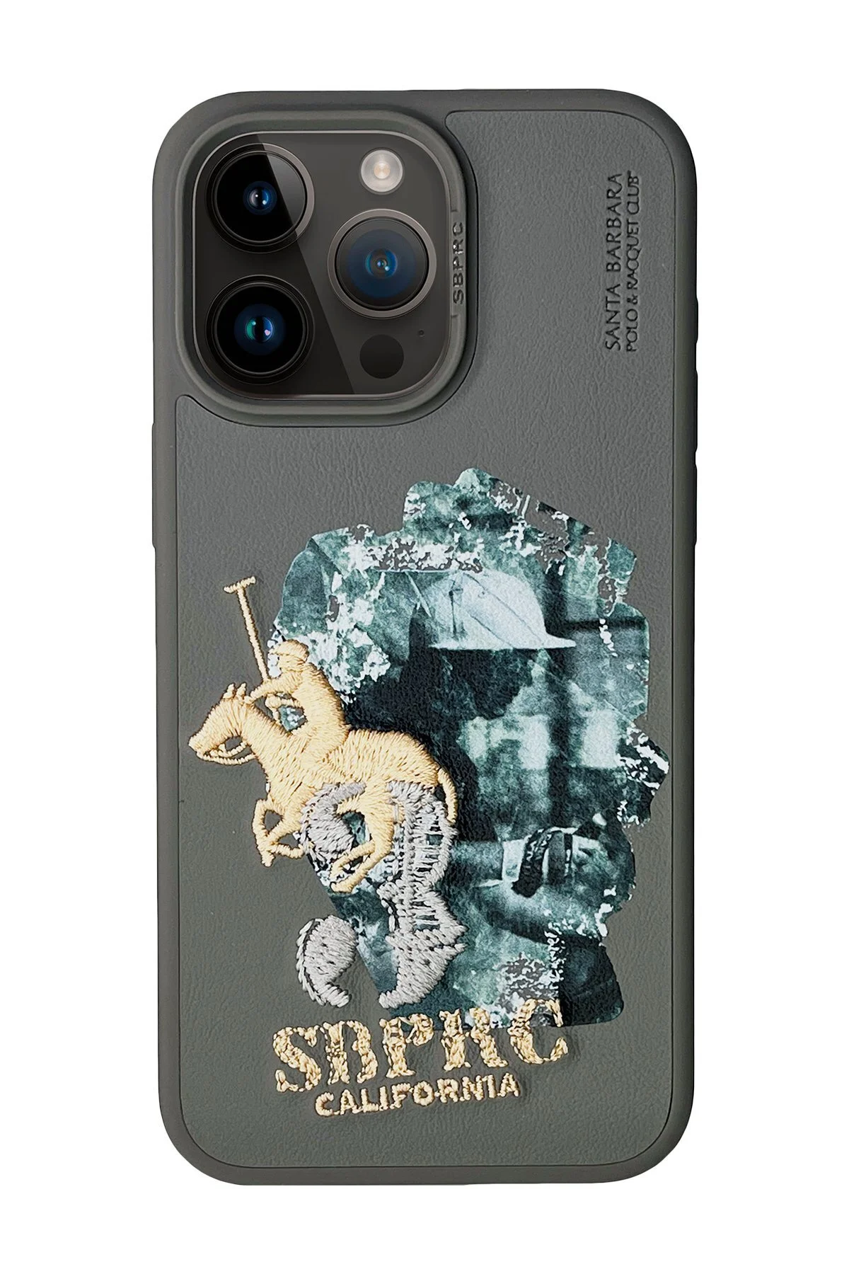 کاور و قاب داخلی SBPRC IPHONE 15 PRO COMPATIBLE CASE 3D PU چرمی MARCUS SUEDE INSIDE Santa Barbara Polo Racquet Club