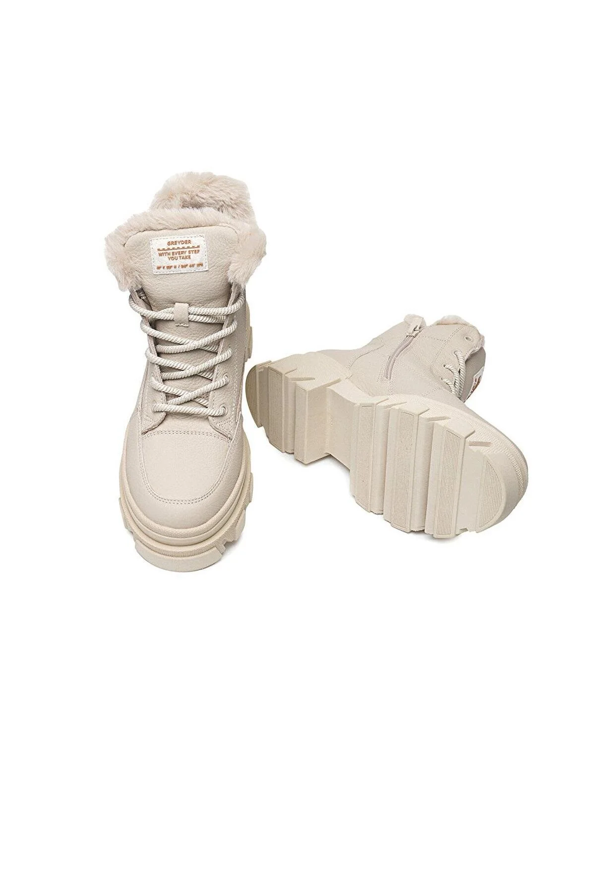 بوت پوتین زنانه Ekru Casual چرمی 3K2Ub31036 گریدر Greyder