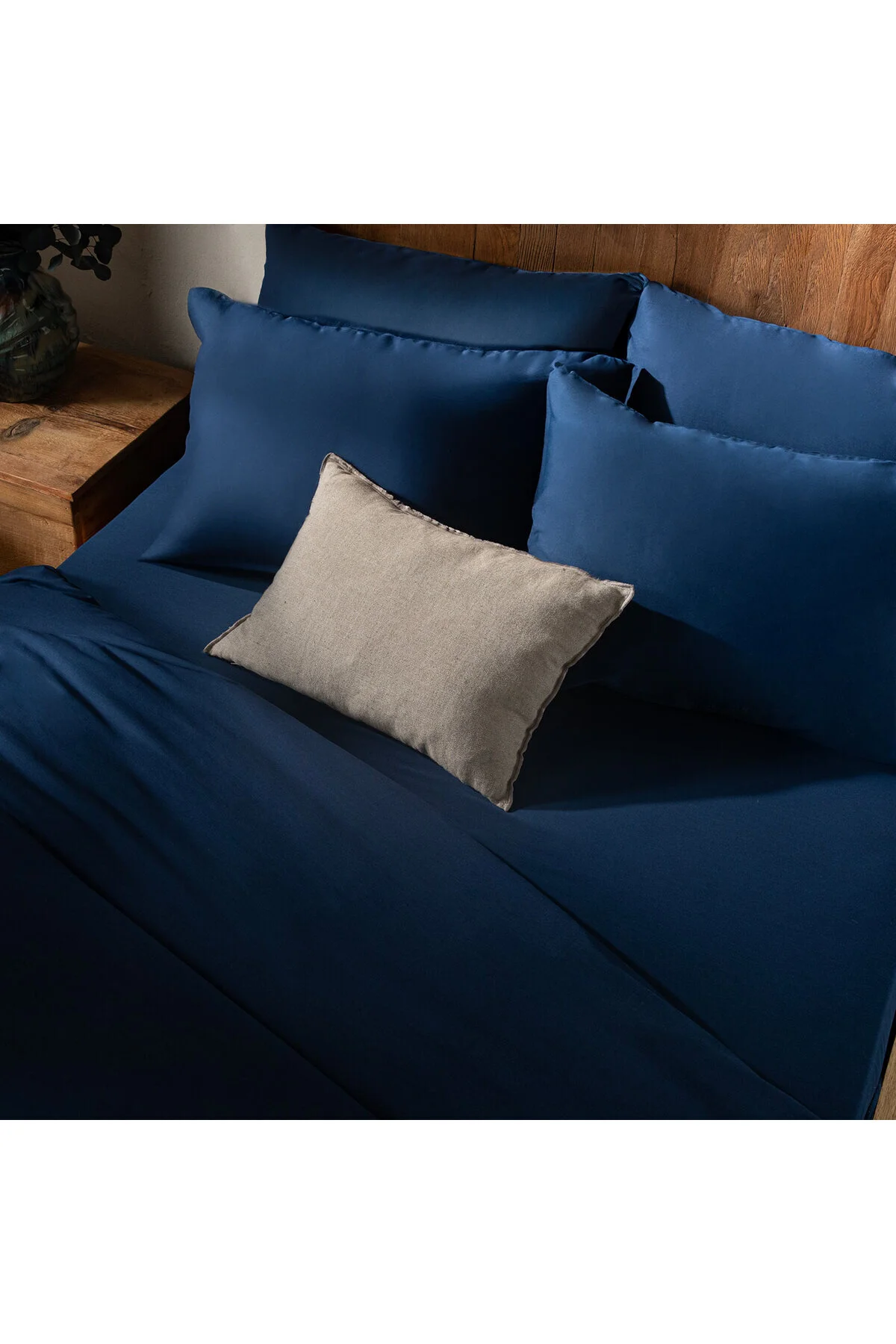 کاور لحاف دو نفره آبی سرویس روتختی دامهای بامبو Cielo Set 200X220 Cm Navy Blue Chakra