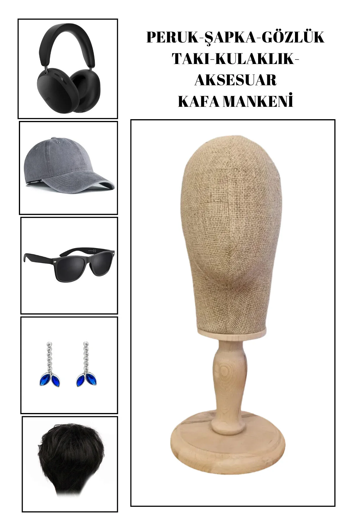 فیگور مانکن سر پارچه ای کتانی با لوازم جانبی پاهای چوبی آدمک چند منظوره DIATER 54 CM Manken İstanbul
