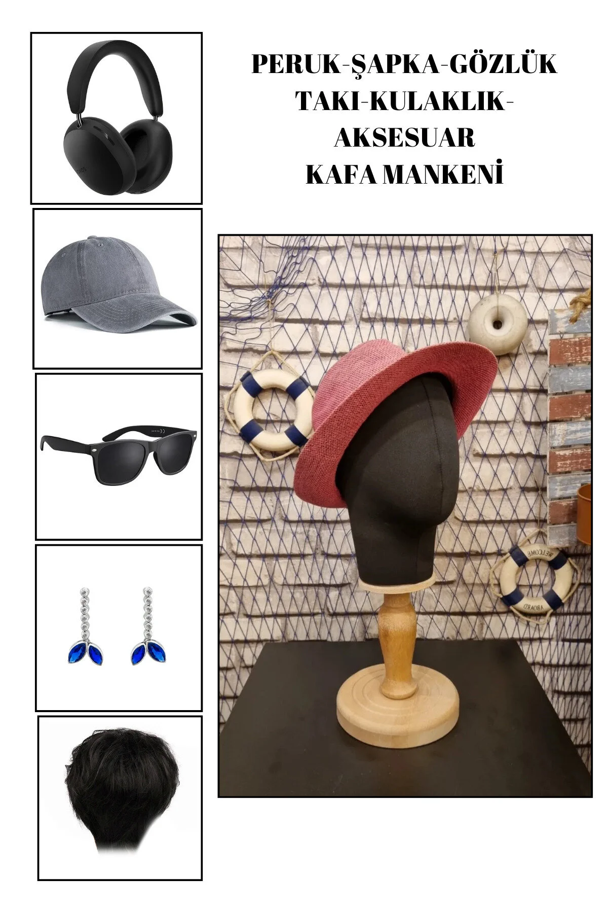فیگور آدمک سر پارچه ای ریبانا با لوازم جانبی پاهای چوبی چند منظوره DIATER 54 CM Manken İstanbul