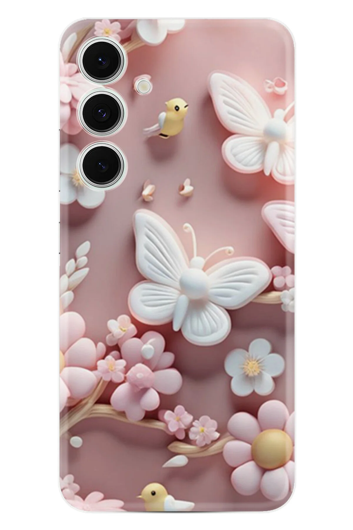 کاور و قاب SAMSUNG GALAXY A56 CASE BOUTIQUE PRINTED ILLUSTRATED PINK BUTTERFLIES PCODE 088 Kılıfland
